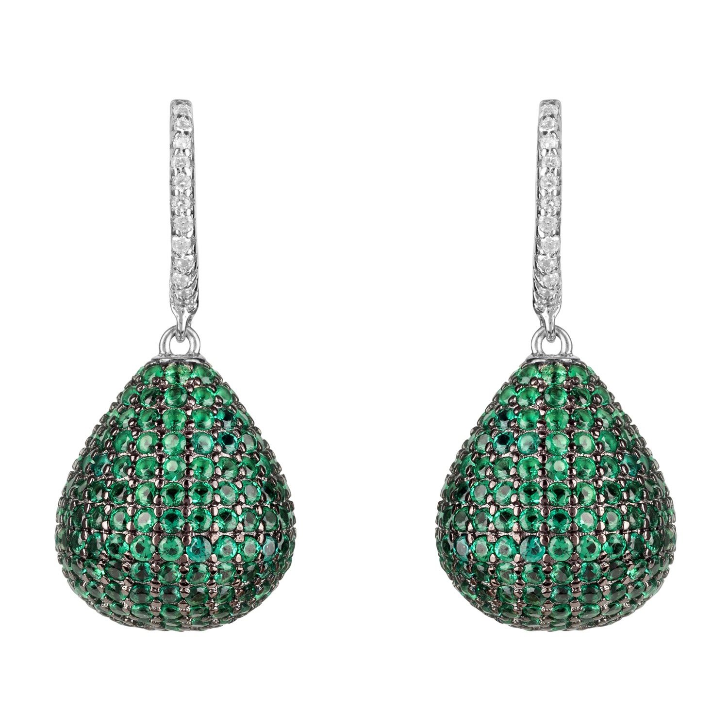 Women’s Green / Silver Valerie Pear Drop Gemstone Earrings Silver Emerald Green Latelita