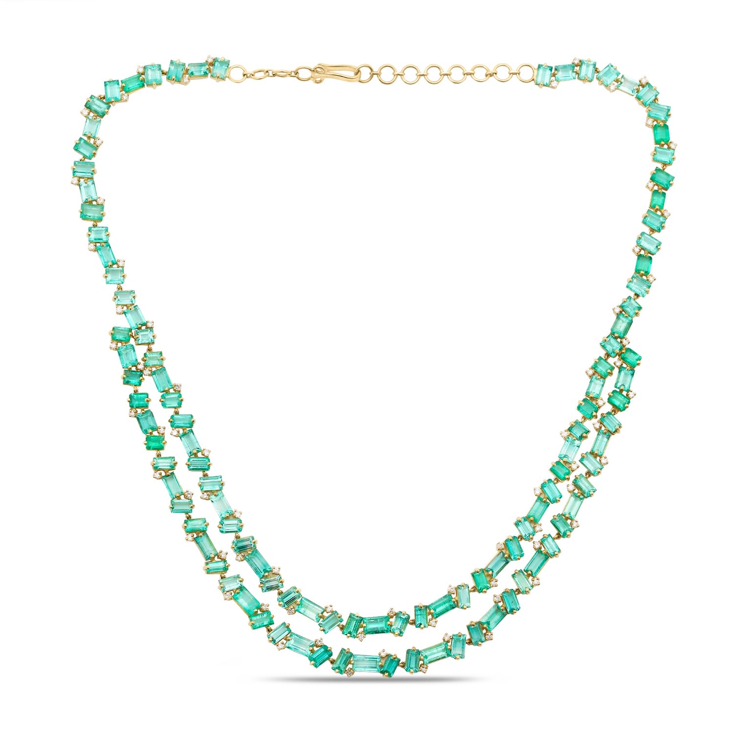 Women’s Green Emerald & Diamond Necklace In 18K Yellow Gold Tresor Collection