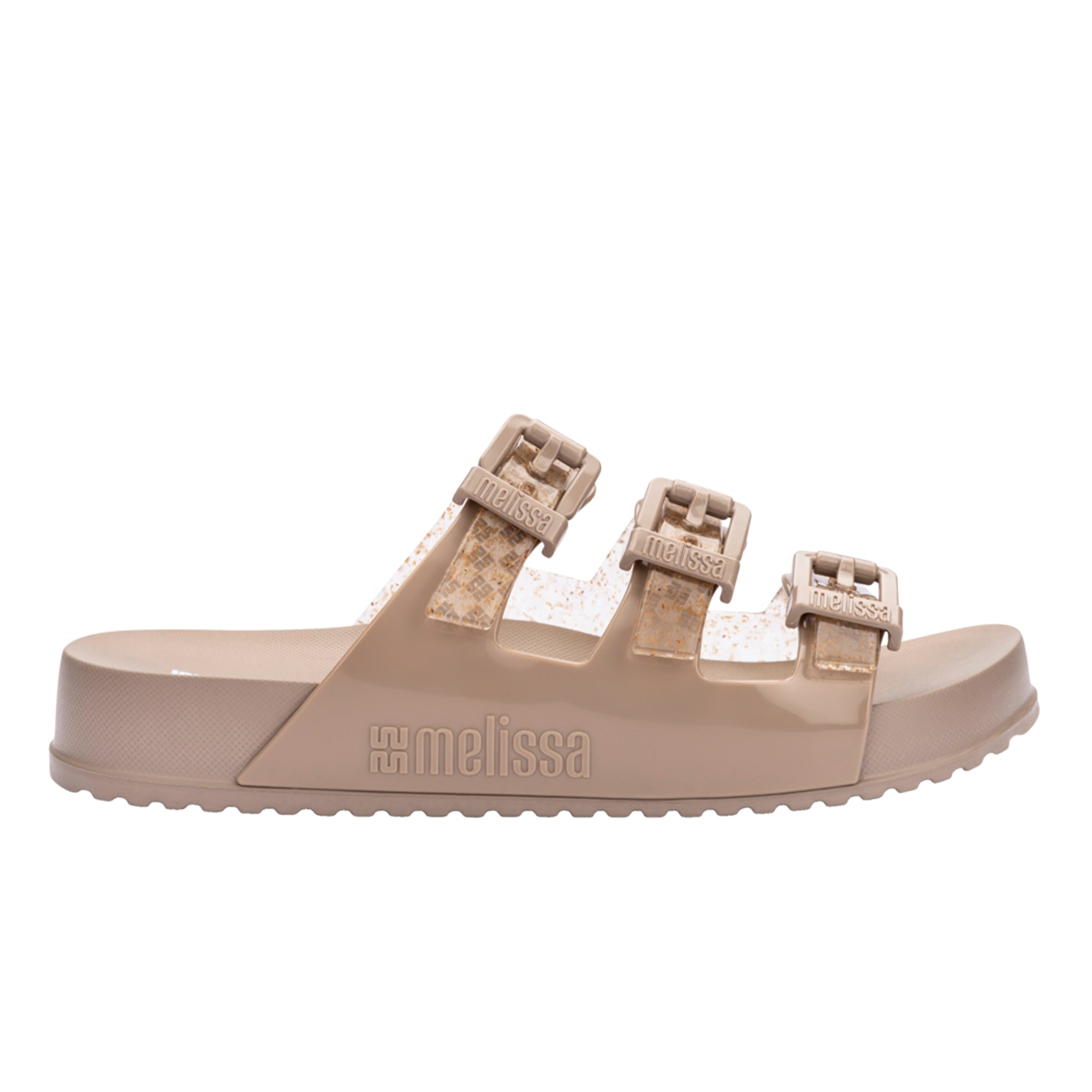 Melissa Cozy Stripes Platform Slide Sandal In Beige