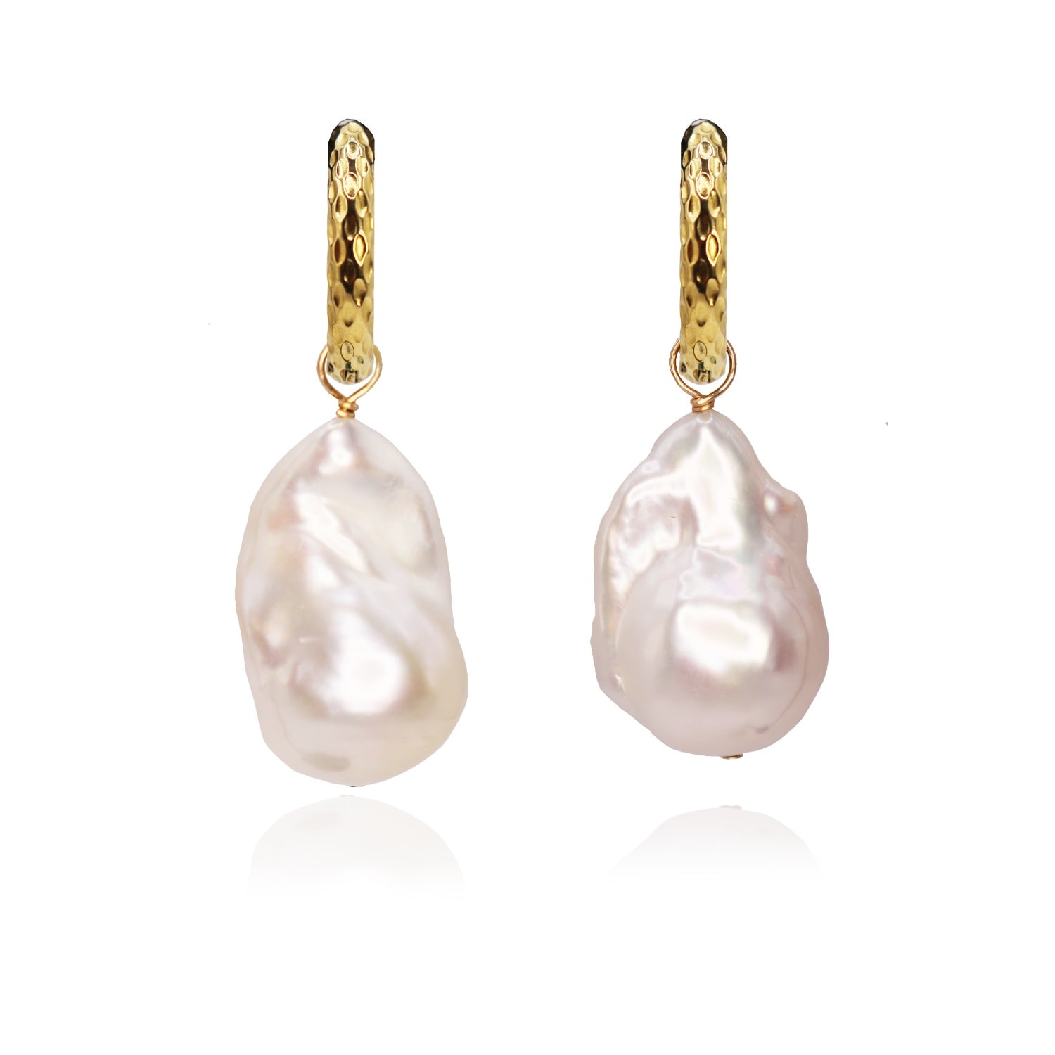 Marquise Swim Women's Gold / White Earrings Hoop Baroque Pearl & Gold