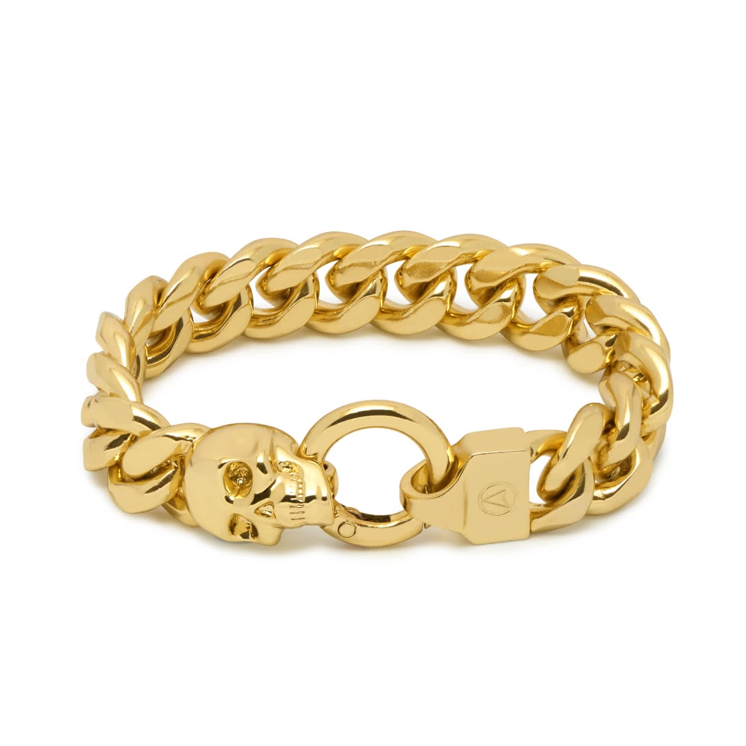 Atticus Skull Curb Chain Bracelet In Gold | Northskull | Wolf & Badger