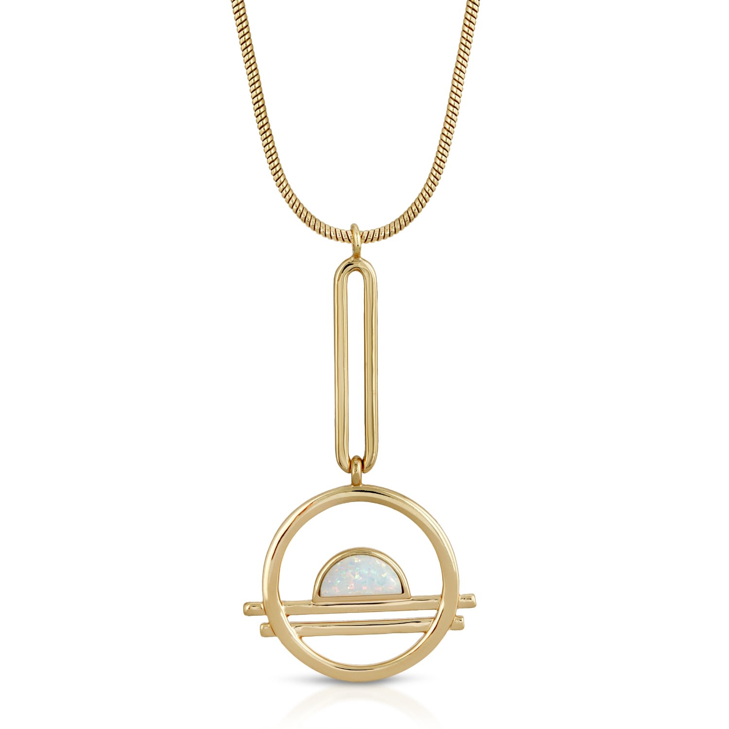 Glamrocks Jewelry Women's Gold Ocean Drive Pendulum Necklace - Opal In Gray