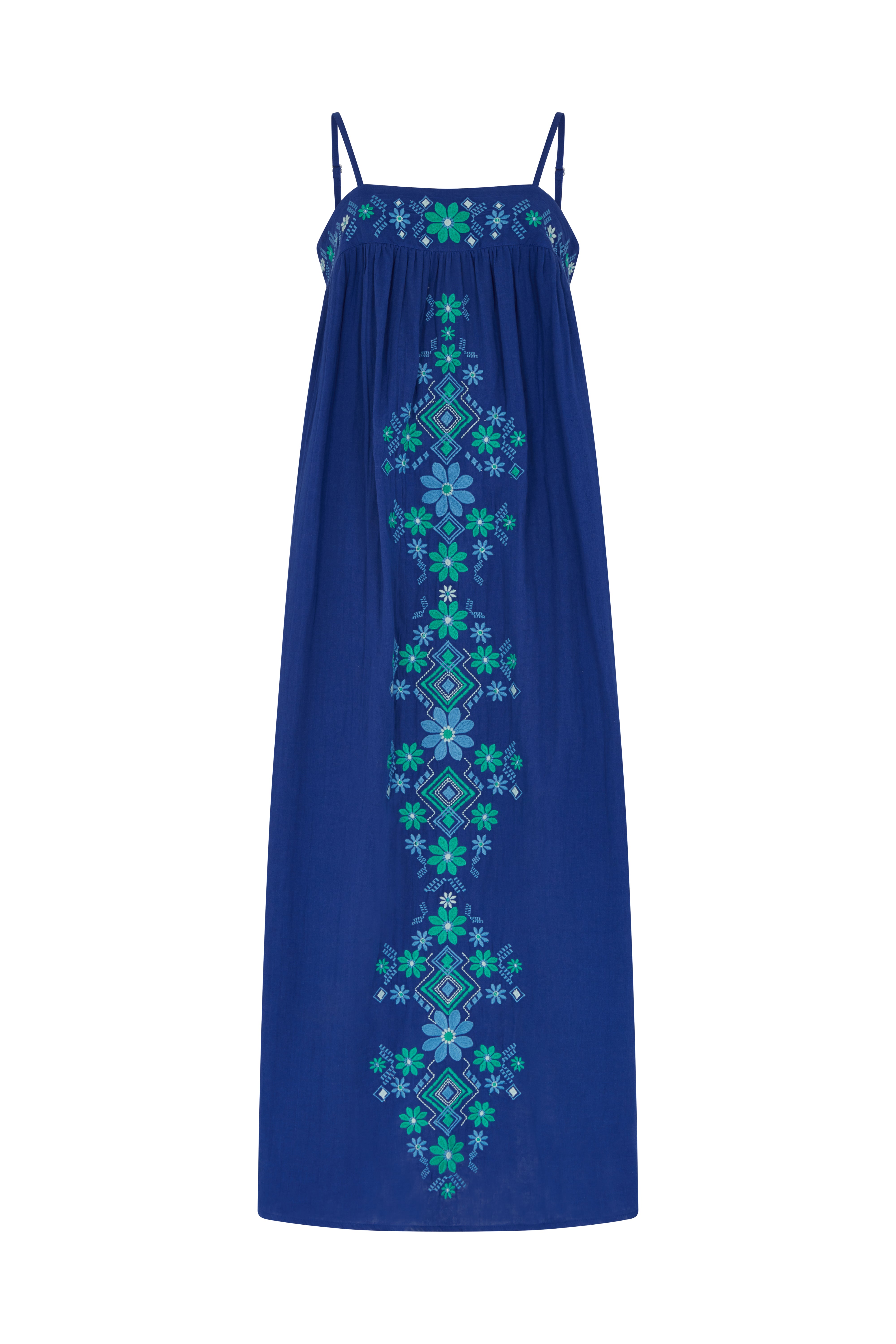 Raffya Women's Thea Embroidered Maxi Dress - Blue