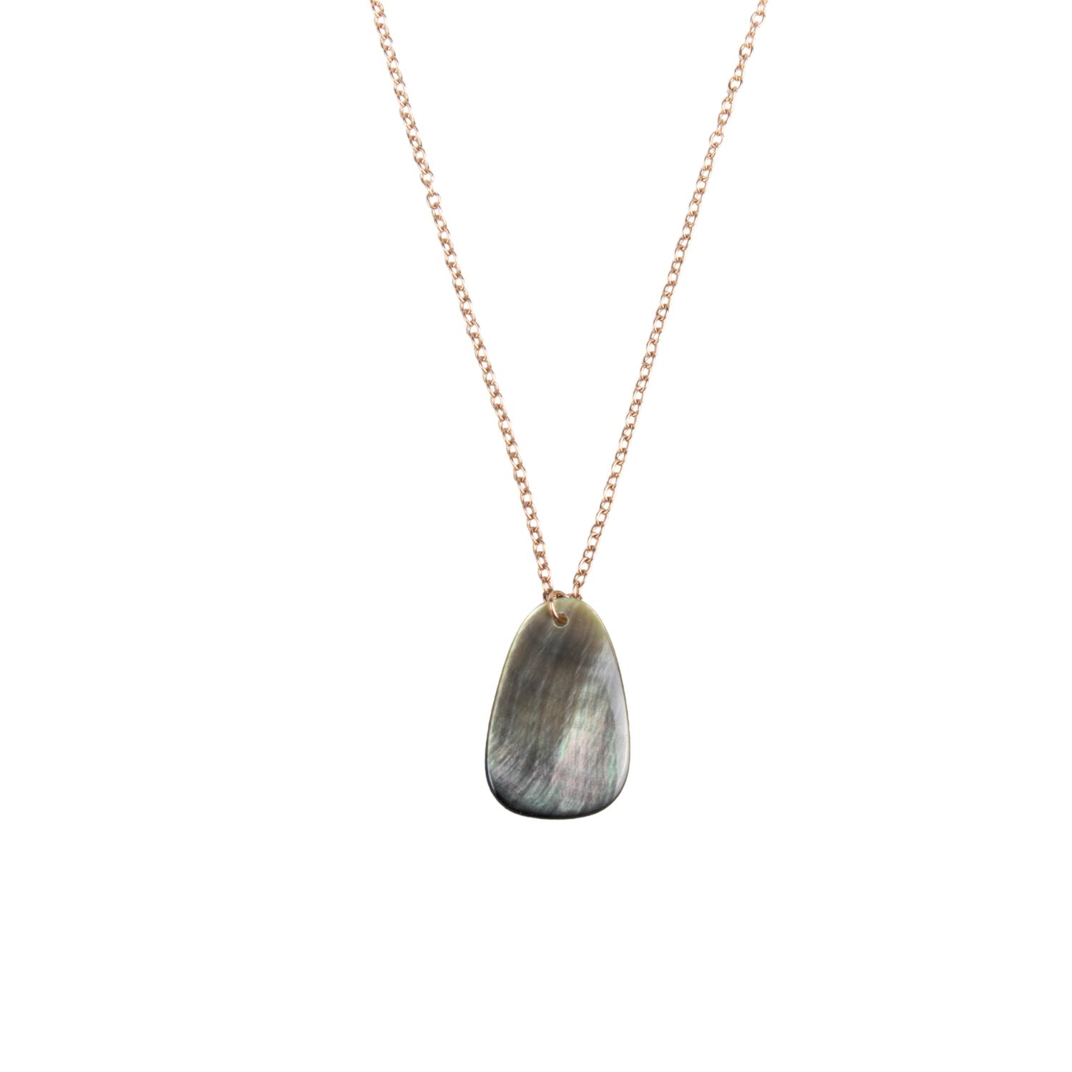 Women’s Black Mother-Of-Pearl Trapezoid Necklace With Rose Gold Chain Likh