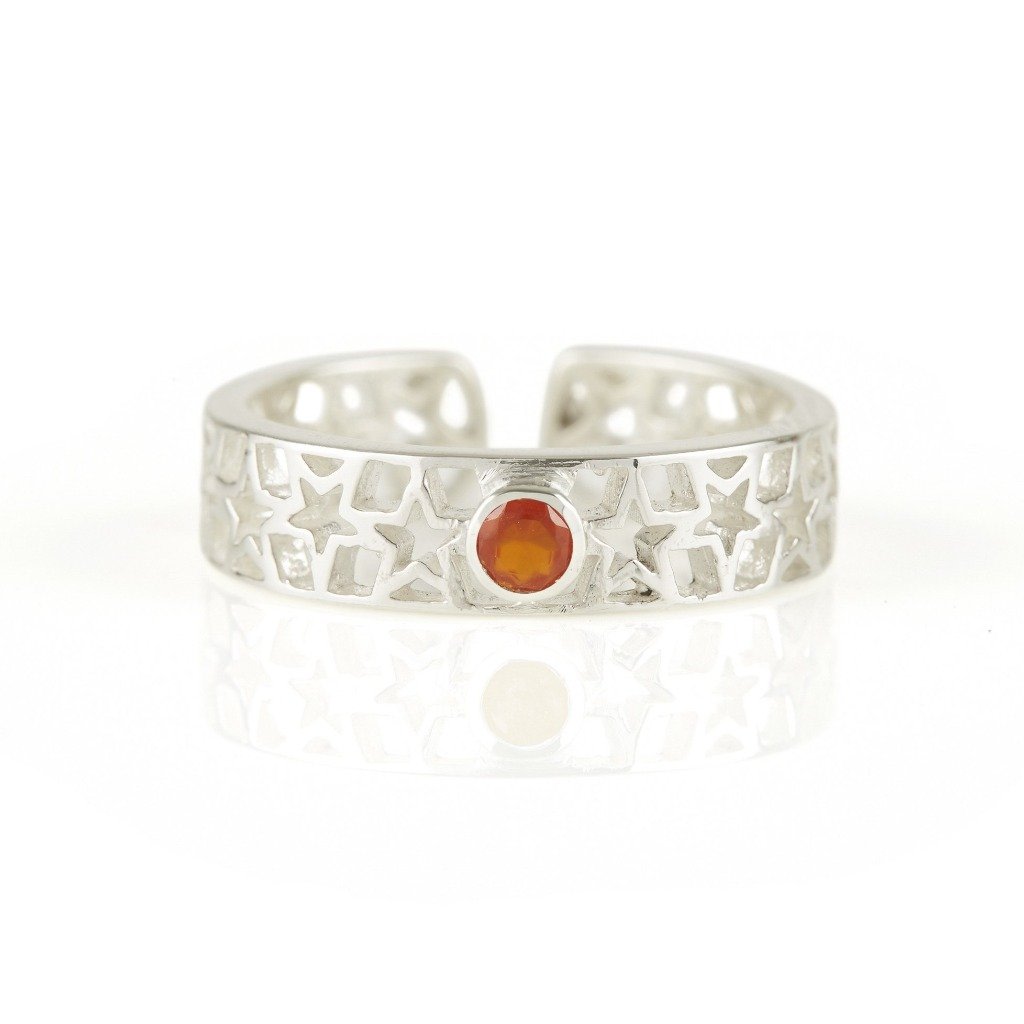 Charlotte's Web Jewellery Women's Yellow Amber Star Silver Adjustable Midi Ring Or Toe Ring - Carnelian In Yellow