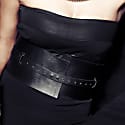 PLIK WOMEN'S DOUBLE WIDE CORSET LEATHER BELT BLACK