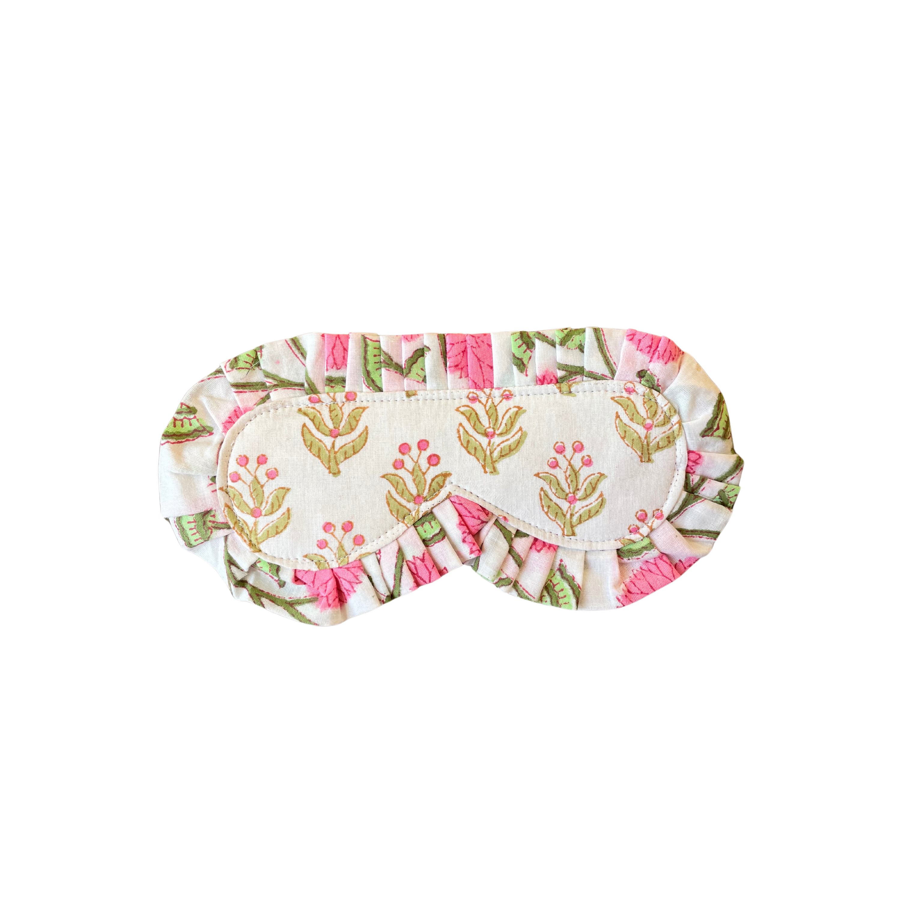Love Calixta Green / Pink / Purple Block Print Eye Mask Floral In Green/pink/purple