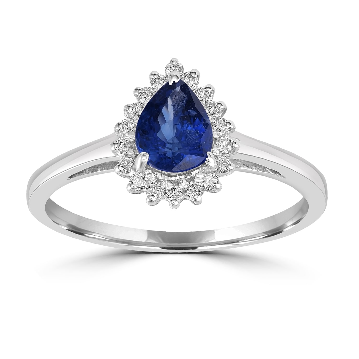 Artisan Women's White / Blue Blue Sapphire & Diamond Drop Design Ring In White Gold