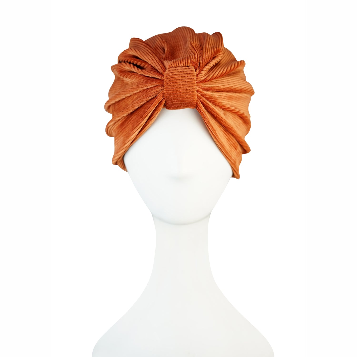 Women's Orange Pumpkin Spice Ribbed Velvet Turban | One Size | Jennafer Grace