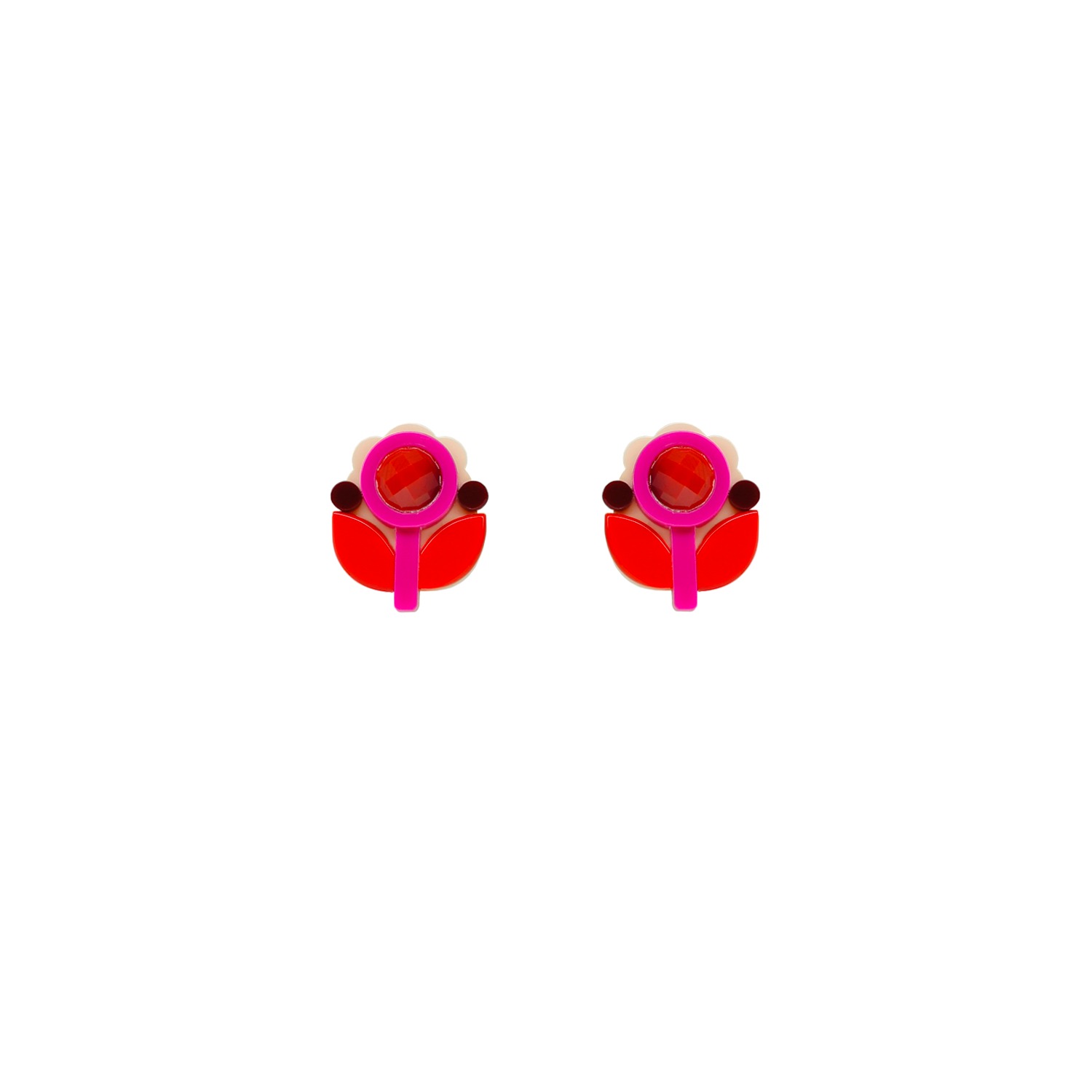 Gissa Bicalho Women's Handmade Acrylic Earring Petunia Small - Red In Red