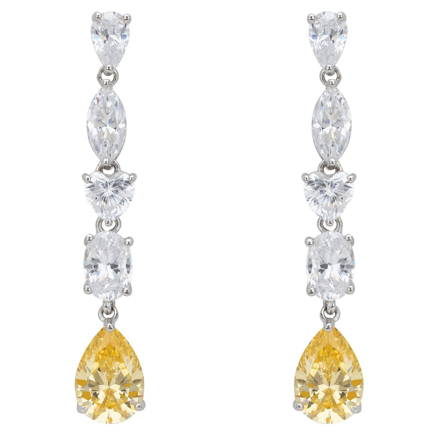 Latelita Women's White / Yellow / Silver Knightley Drop Earrings Yellow Topaz Silver In Multi