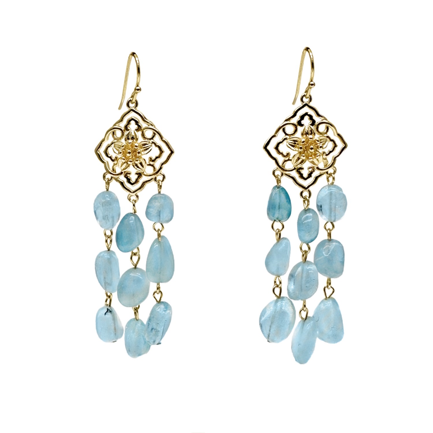 Women’s Blue Bohemian Aquamarine Beaded Tassel Earrings Farra