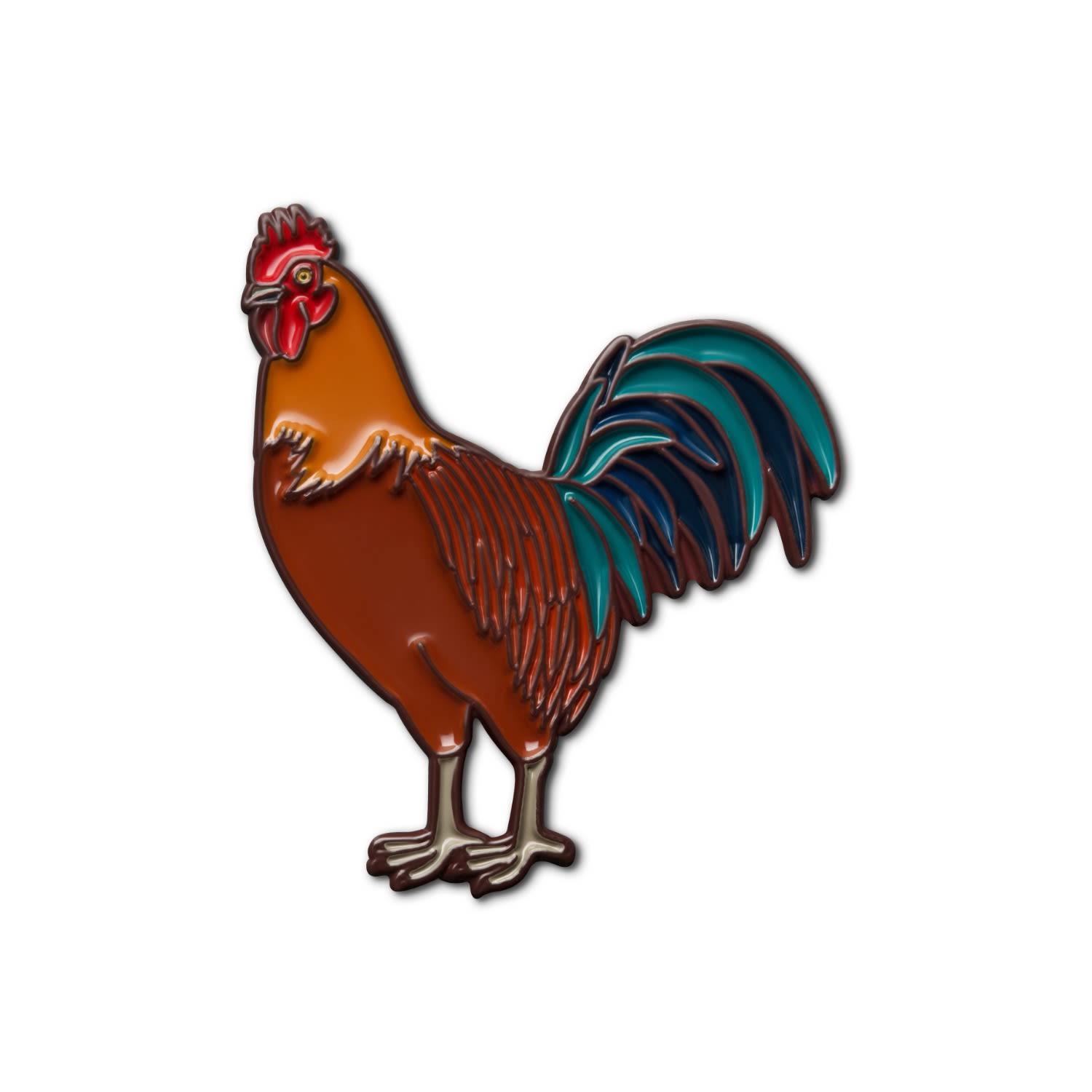 Women’s Brown Enamel Pin Rooster Make Heads Turn