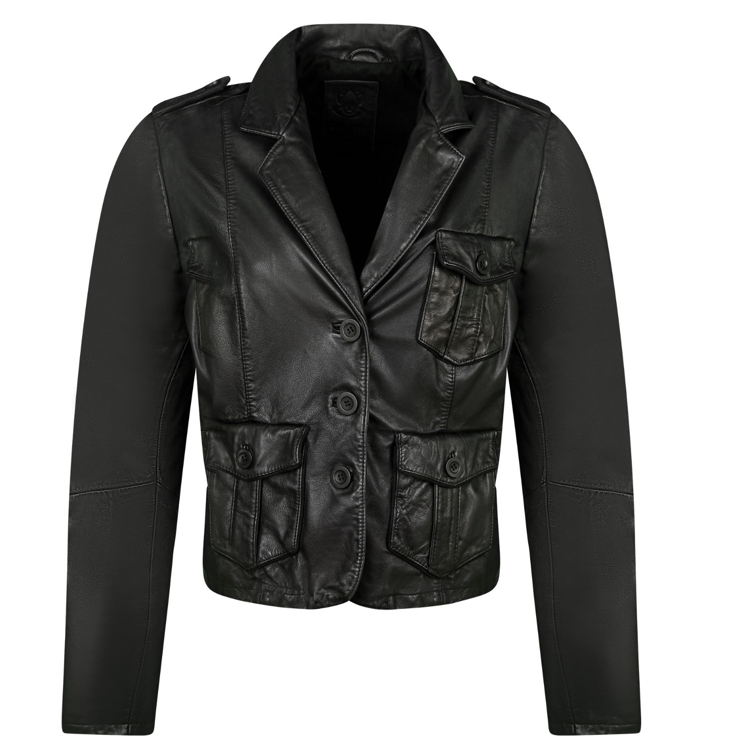 Zasta Studio Women's Irish Mule - Black Multipocketed Leather Jacket In Black