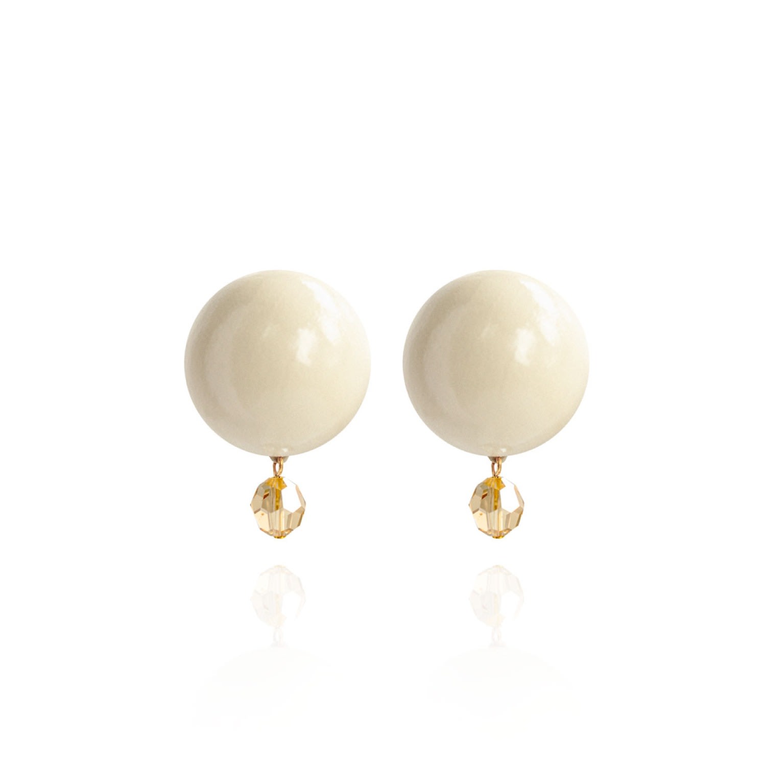 Women’s White Luna Petite Earrings In Crystal Moon Saule Label