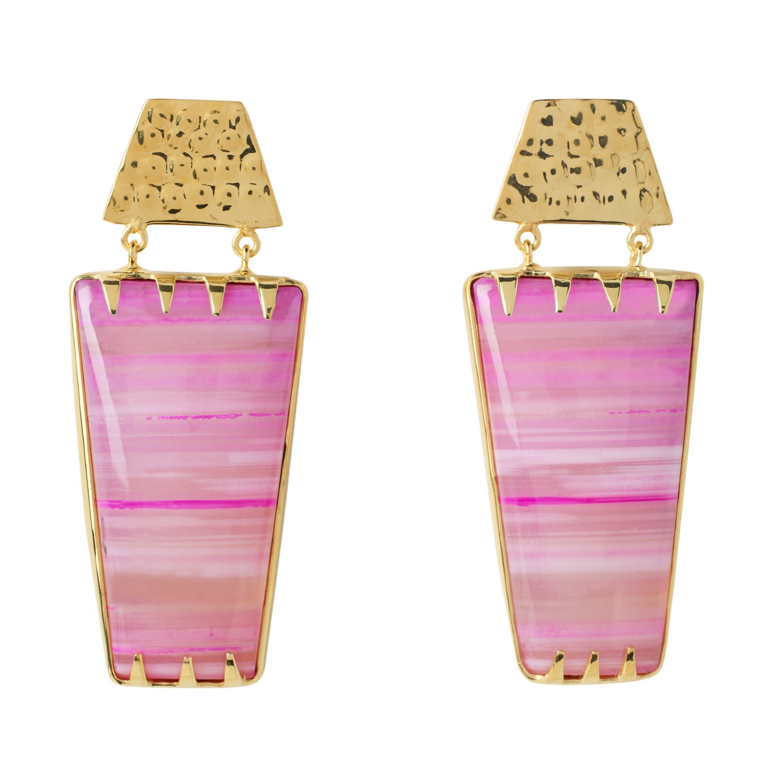 Women’s Pink / Purple / Gold Flamingo Pink Determination Gold Gemstone Earrings Yaa Yaa London