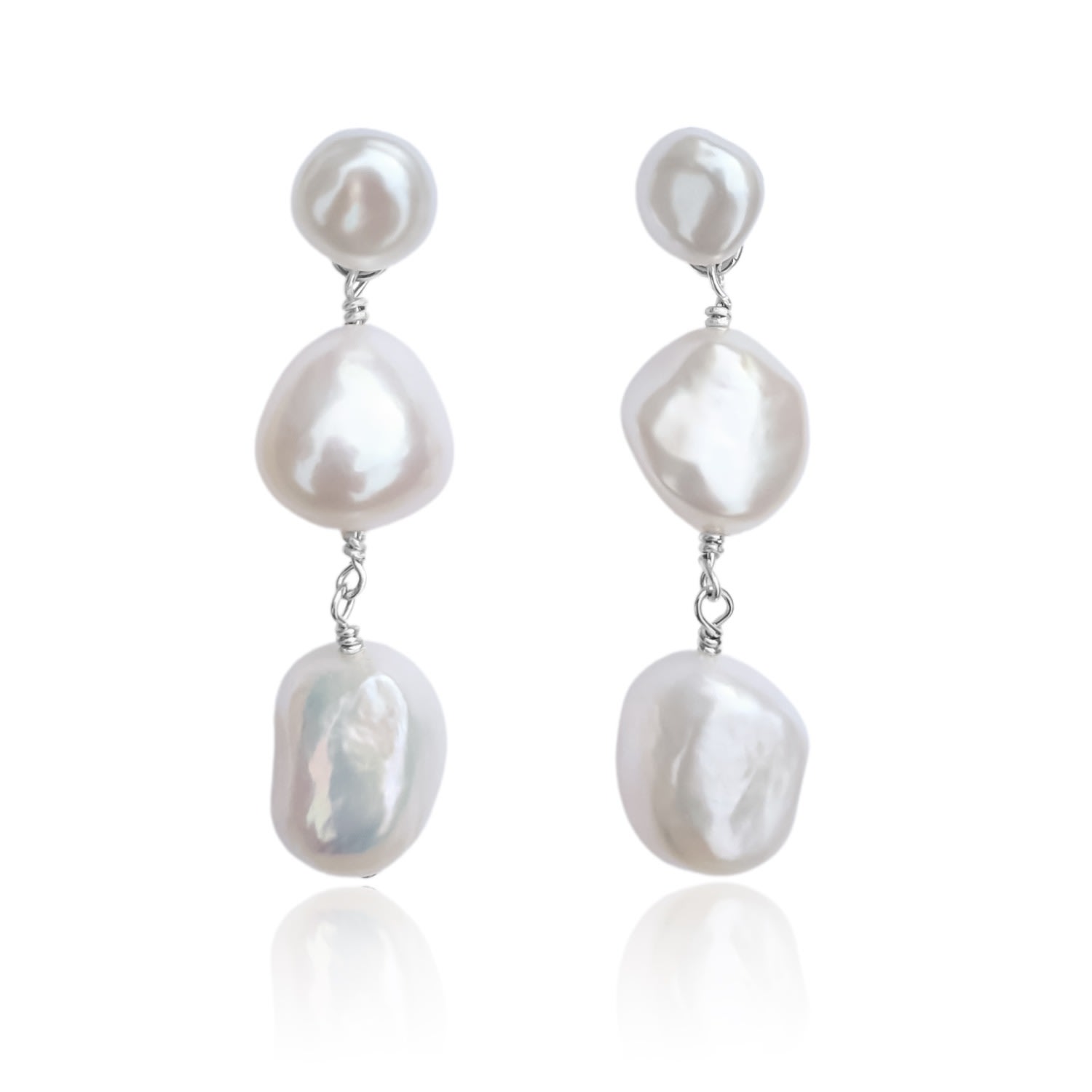 Women’s Laila Three Pearl Drop Sterling Silver Earrings Kiri & Belle