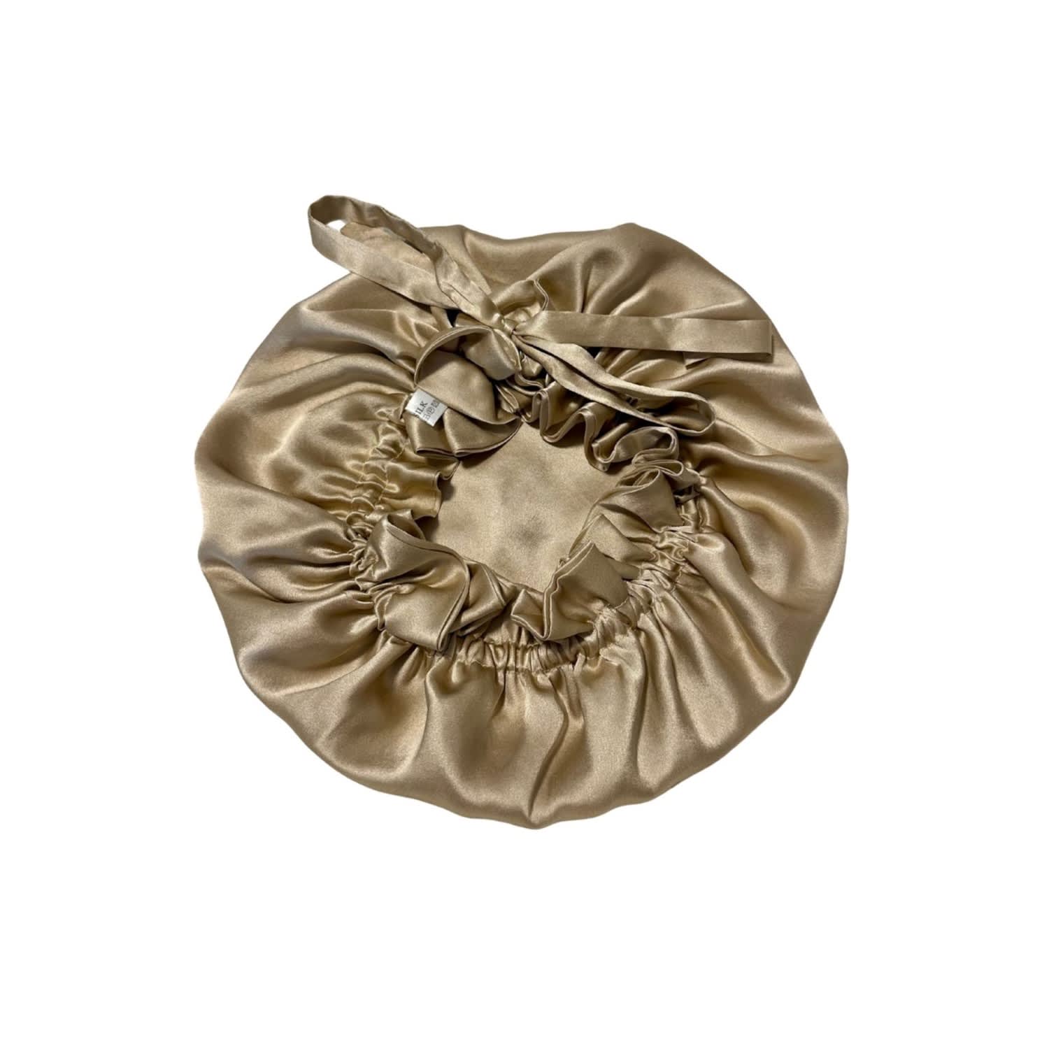 Marche' Du Luxe Women's Gold Pure Silk Double Layered Adjustable Ties Cap Champagne In Gold