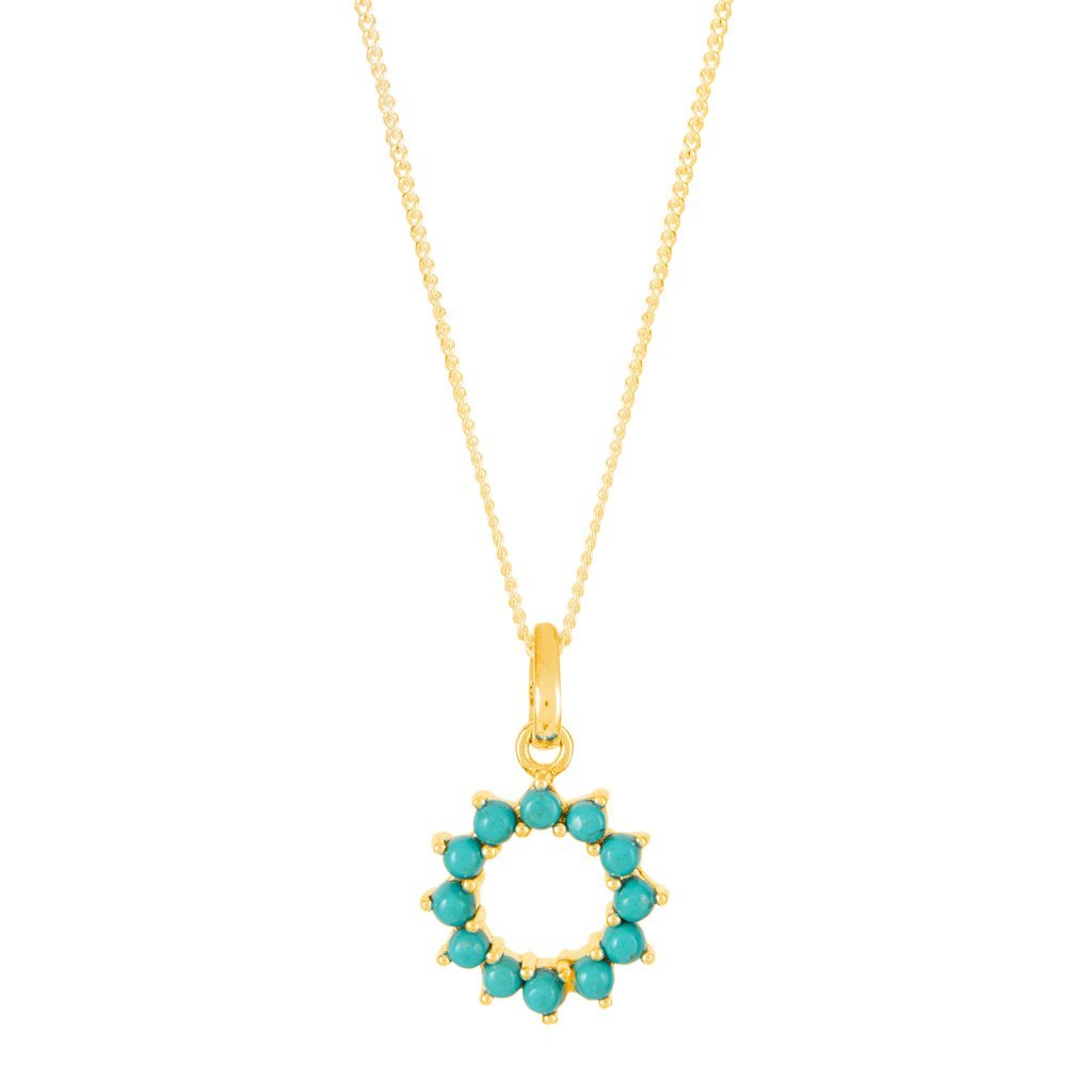 Women’s Halo Radiance Small Gold Vermeil Necklace - Turquoise Charlotte’s Web Jewellery