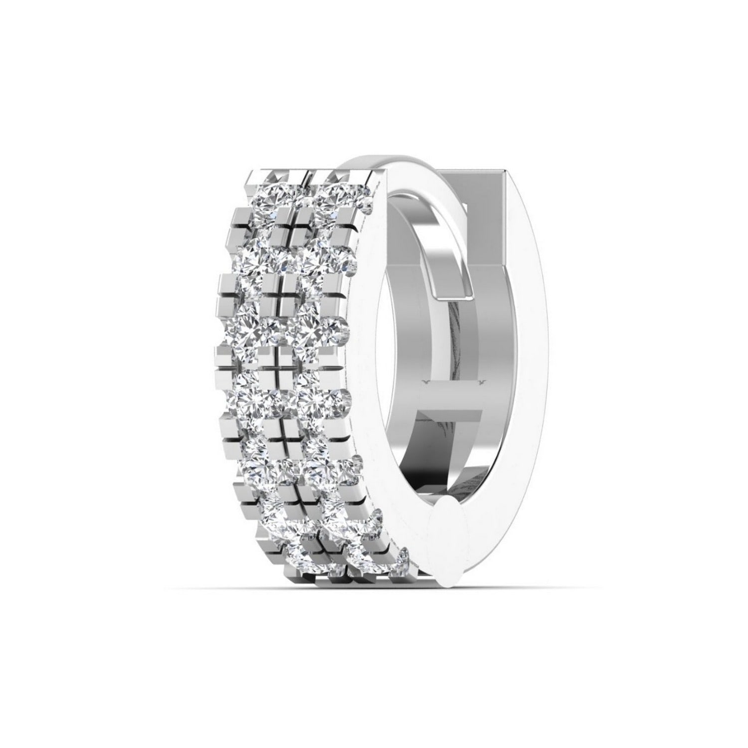 Cervin Blanc Women's Diamond Row Cartilage Hoop In White Gold Piercing In White
