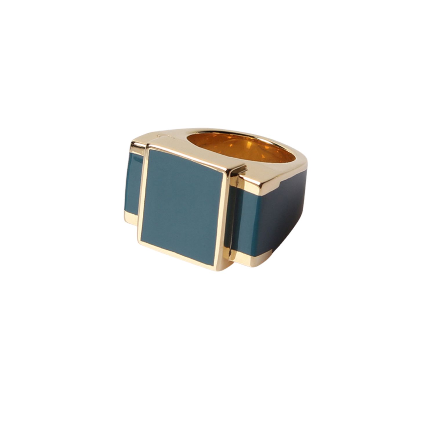 The Rose Women's Green / Gold Green Bague One Gold Sculptural Ring -unisex In Multi
