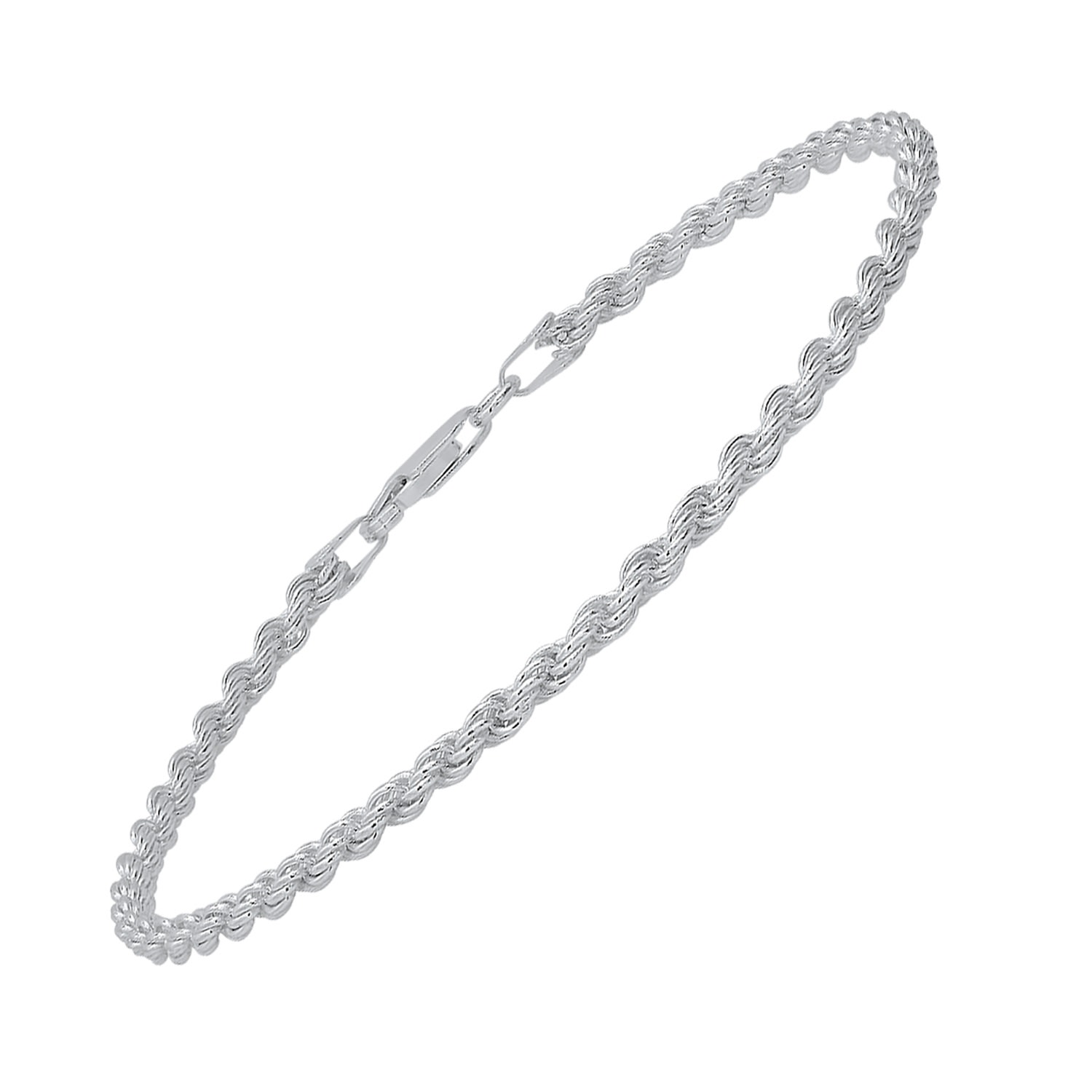 Kylie Harper Mens 8.5" Italian Diamond-cut Rope Chain Bracelet In Sterling Silver