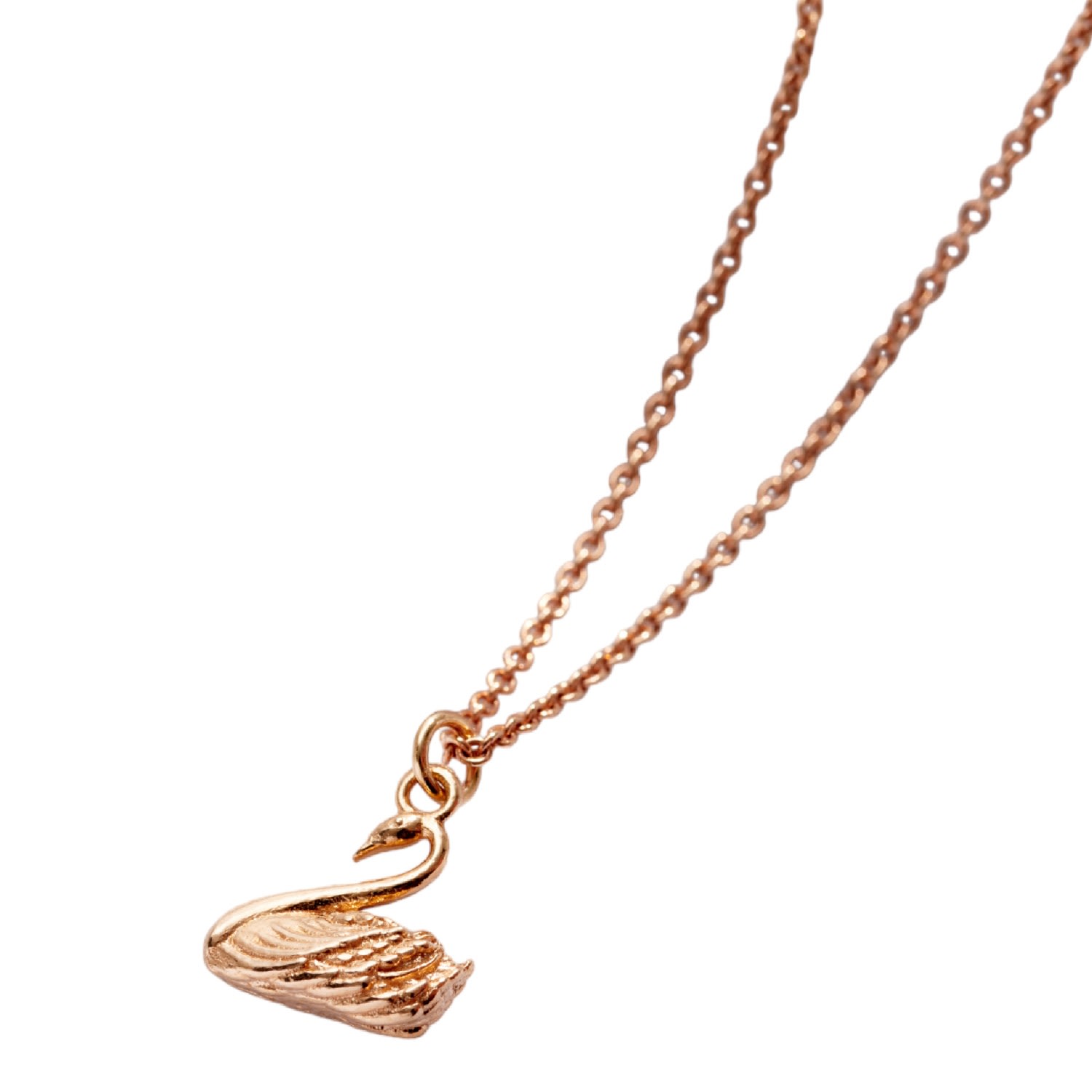 Women’s Rose Gold Plated Soulmate Swan Charm Necklace Posh Totty Designs