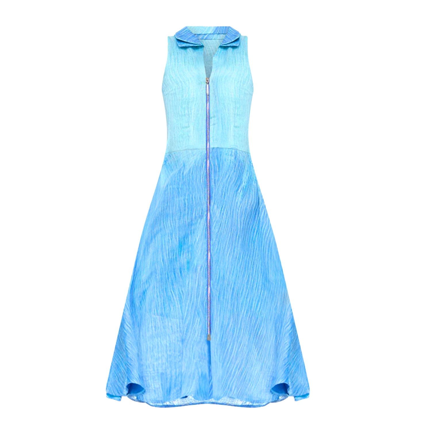 Kahindo Double Layer Threaded Ombre Organza Dress In Blue