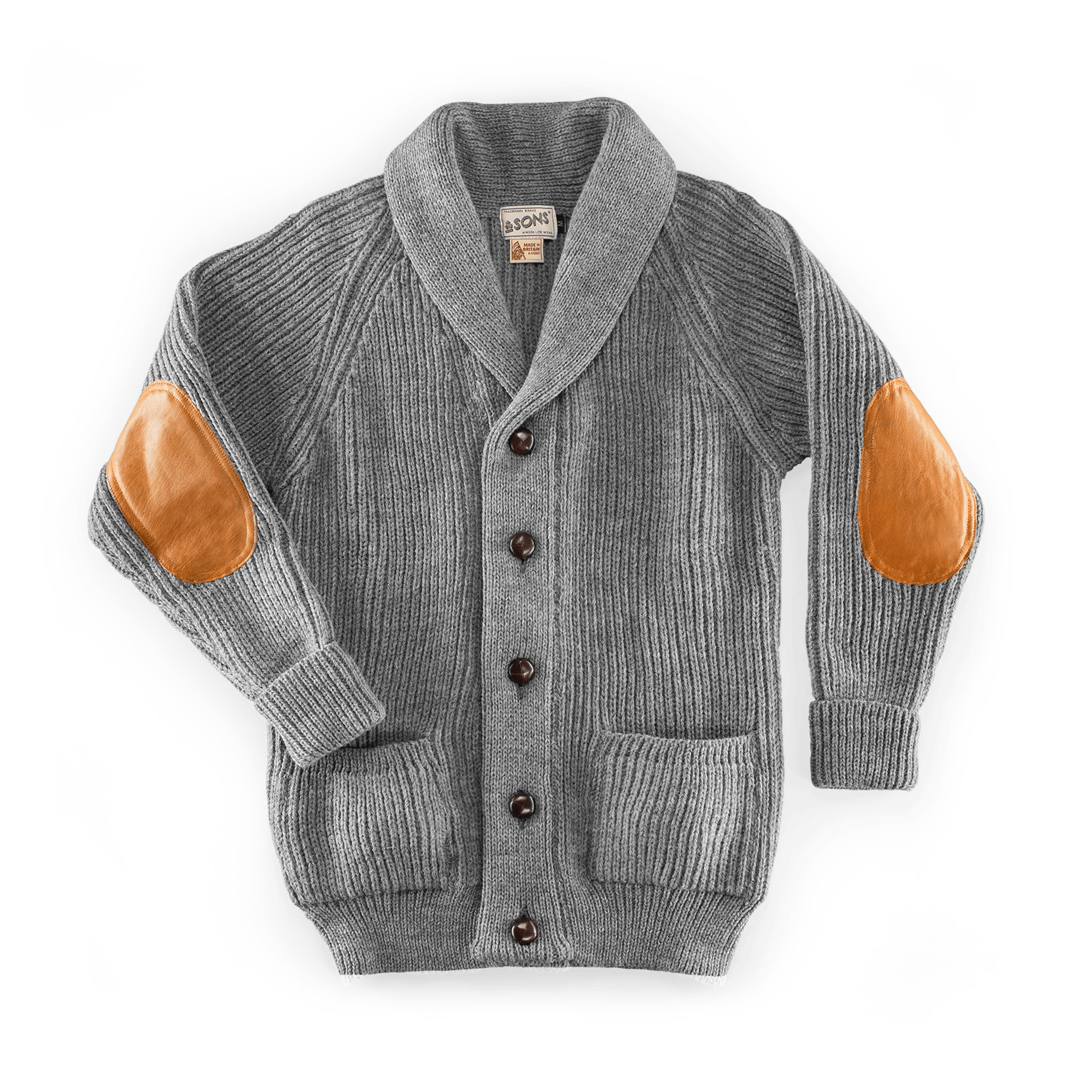 &sons Trading Co Men's Pioneer British Wool Cardigan Grey 2 In Gray