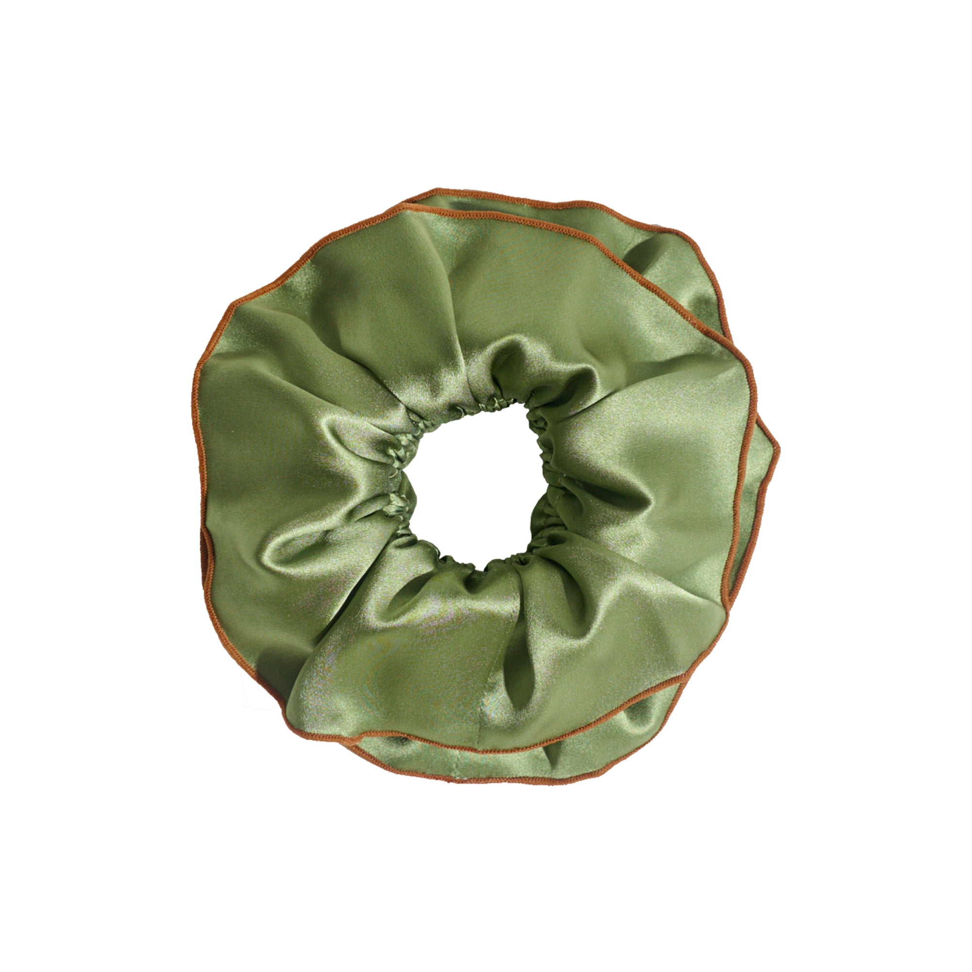 Lost Pattern Nyc Women's Green Maxi Flower Double-layer Oversized Silk Scrunchie - Martini Olive In Green