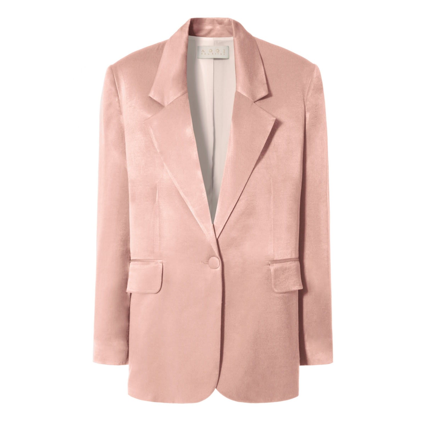 Women's Rose Gold Bellamy Satin Interface Tan Blazer | Large | Aggi by Halewski