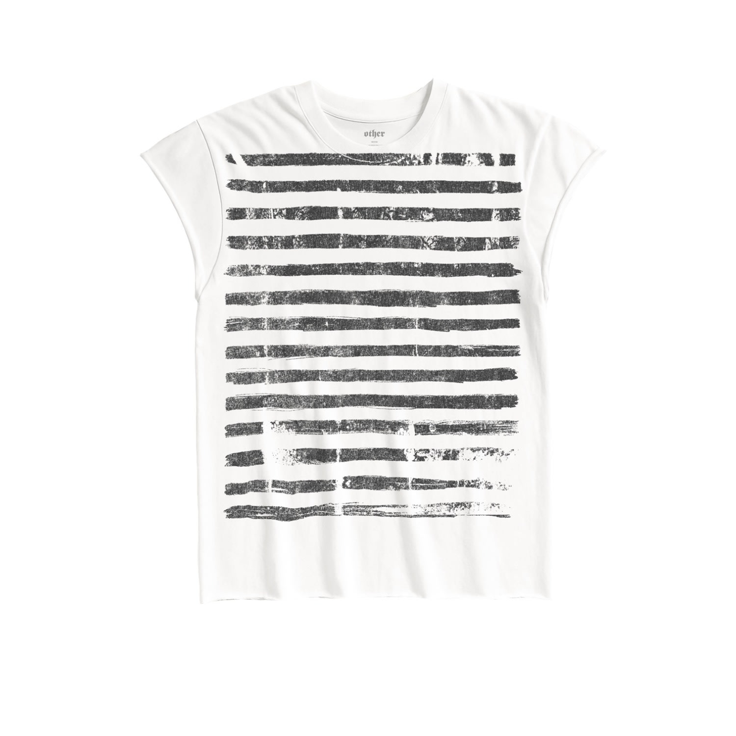 Other Uk Men's Over Print Stripe Rocker Tee - Vintage White