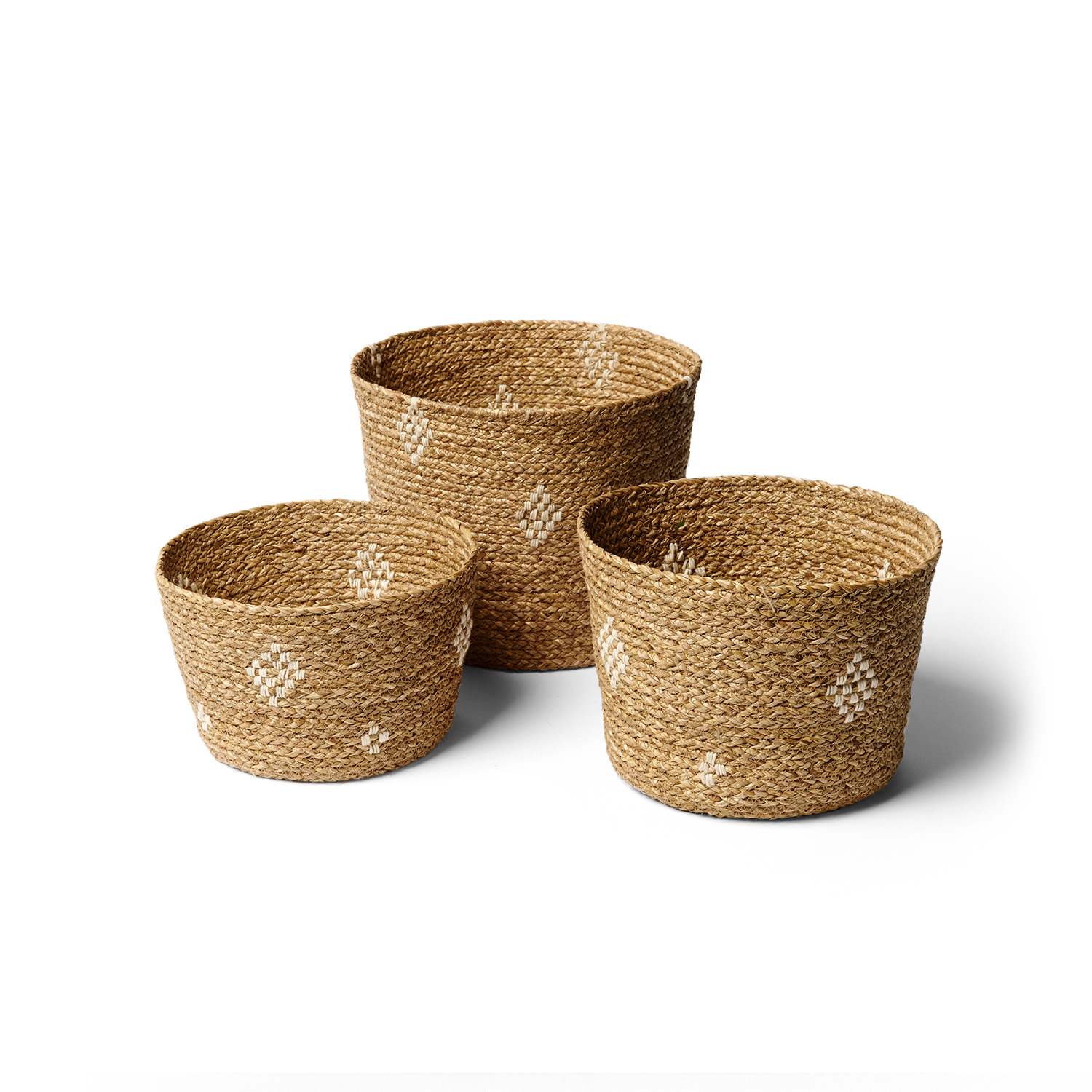 House Of Bengal Neutrals Jamdani Basket Set