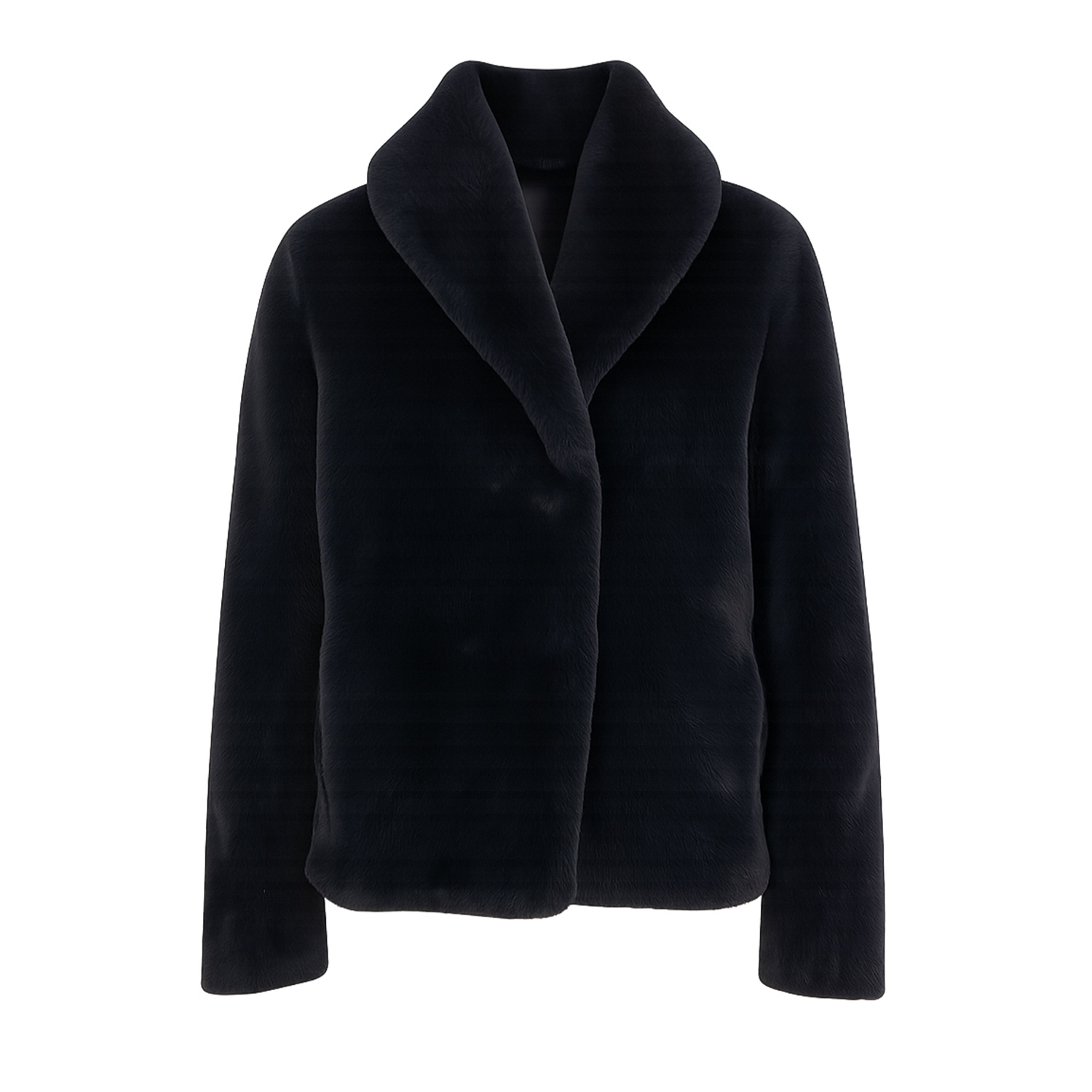 Yumi Women's  Black Short Wrap Faux Fur Coat