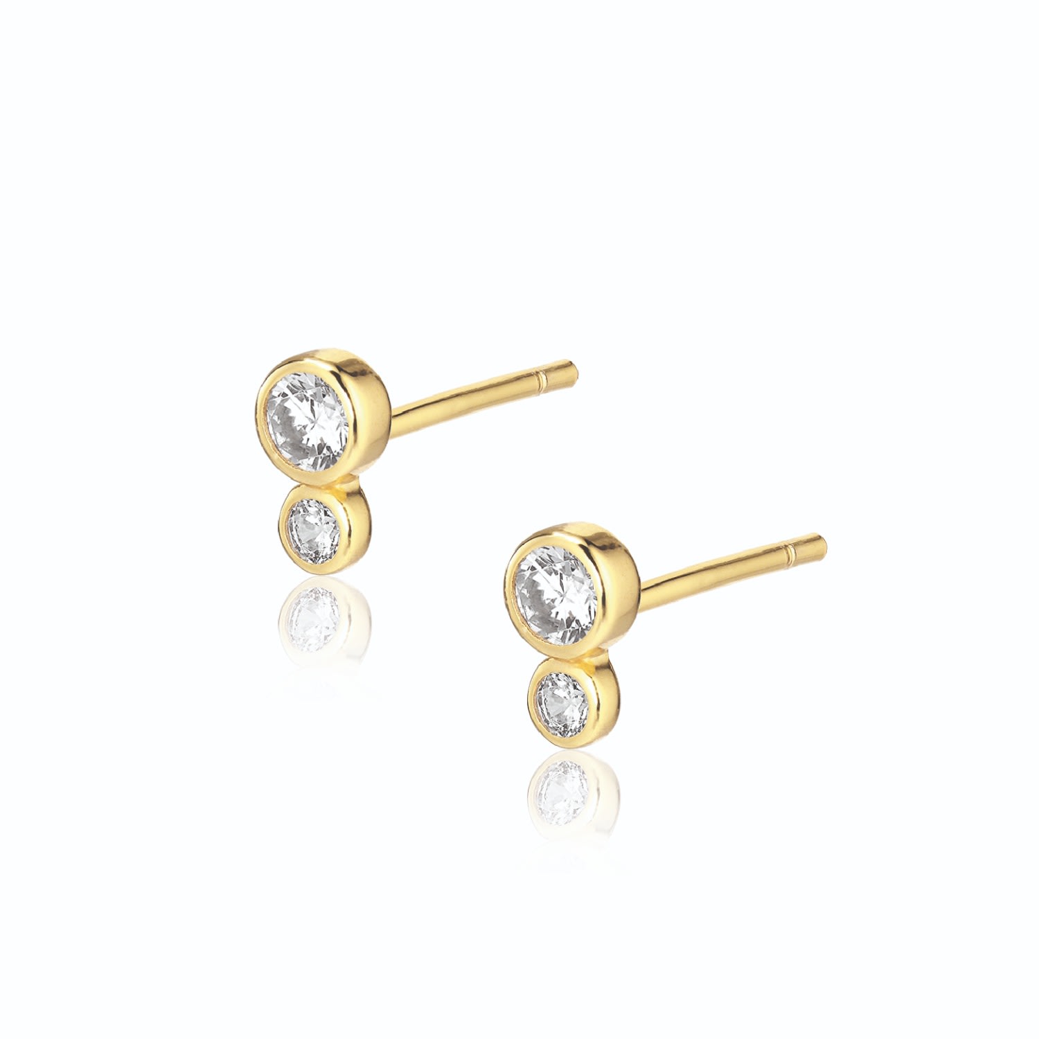 Women’s Gold Eclipse Earstuds With Zircons Alura Copenhagen Jewellery