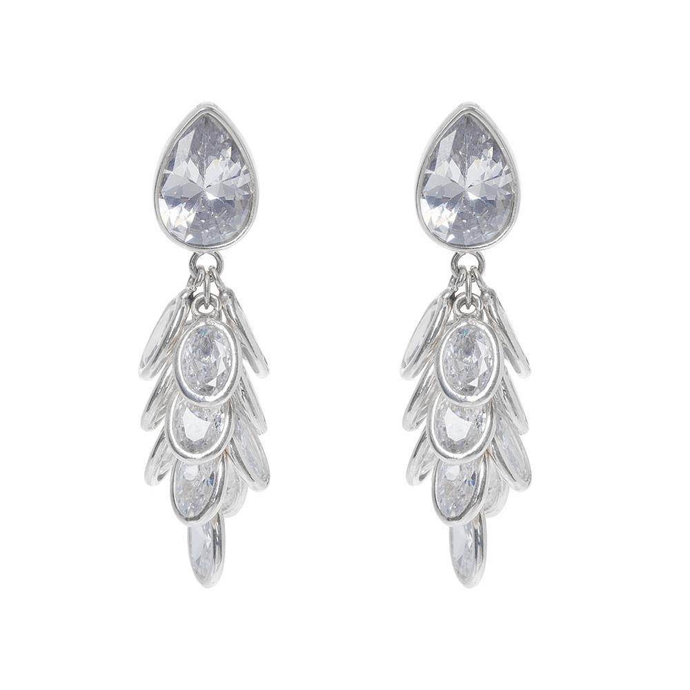 Freya Rose Women's Petite Silver Crystal Drops In Metallic