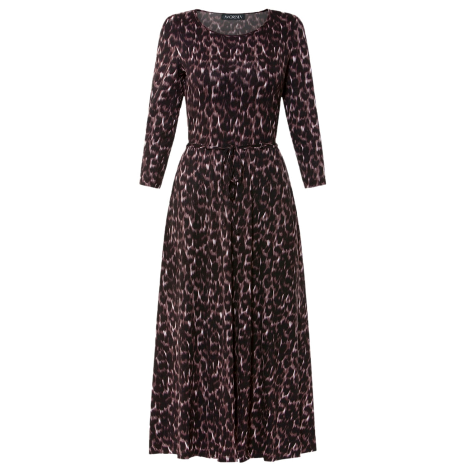 Amoresea Women's Brown Adventurous Midi Leopard Jersey Dress With Pockets In Brown