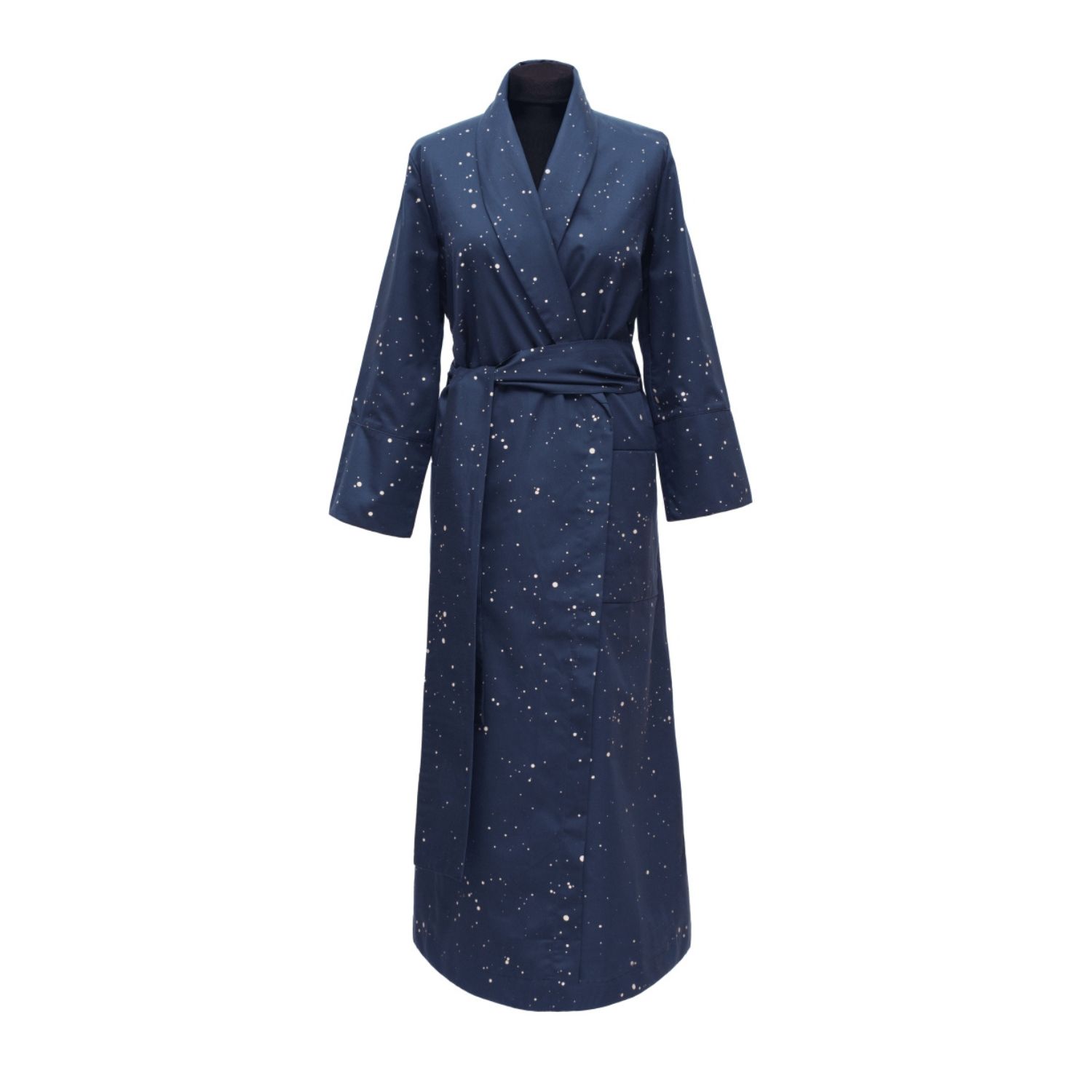 Decoflux Home Women's Cotton Kimono Cosmos Dark Blue & Matching Bag + Gift Wrapping In Blue