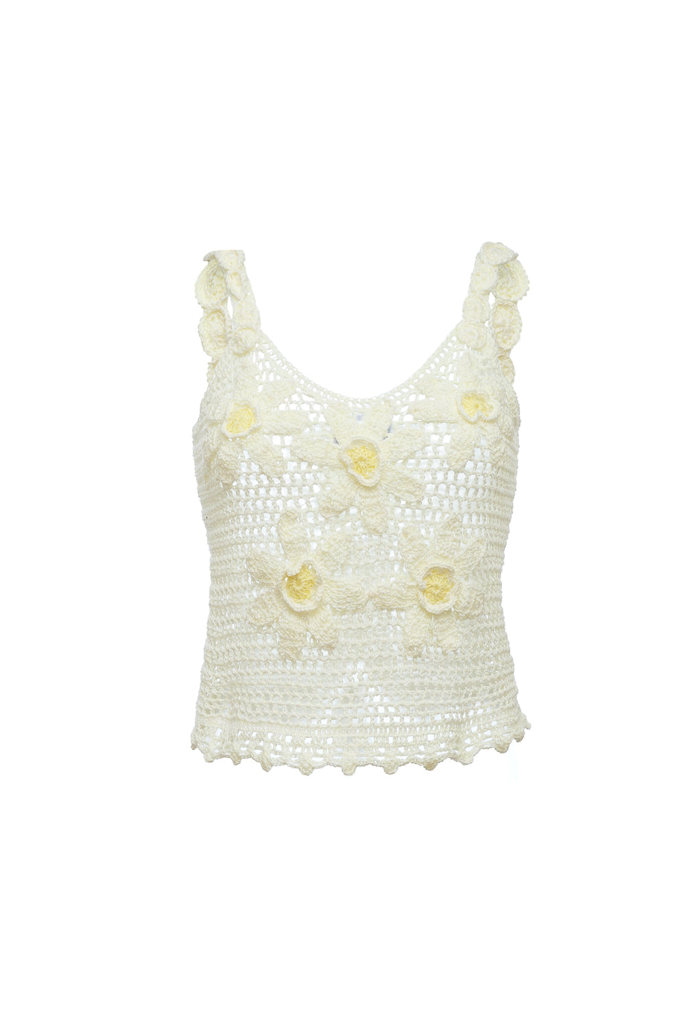 Women’s White Handmade Crochet Top Large Andreeva