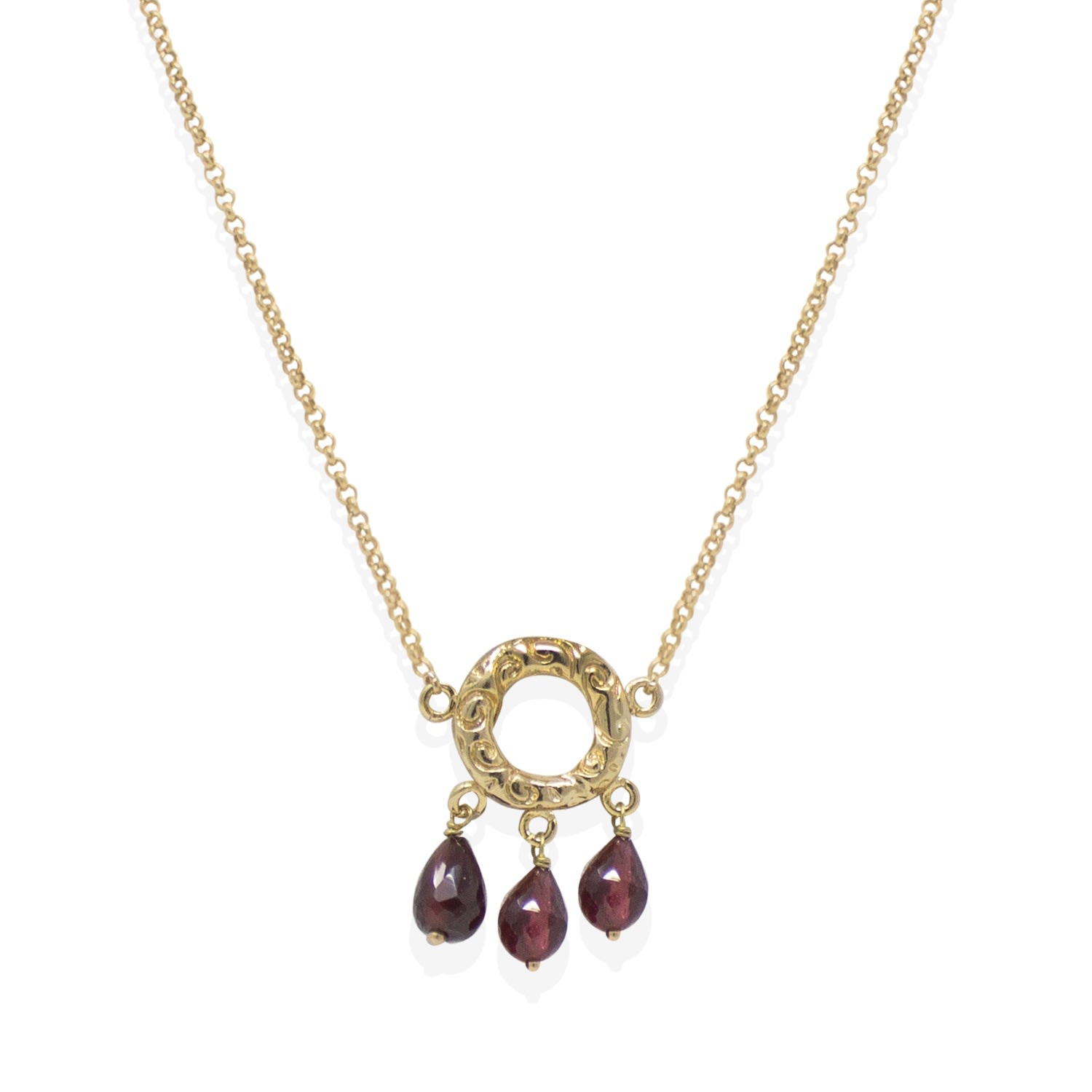 Women’s Gold / Red Liberty Gold Vermeil Garnet Necklace Vintouch Italy