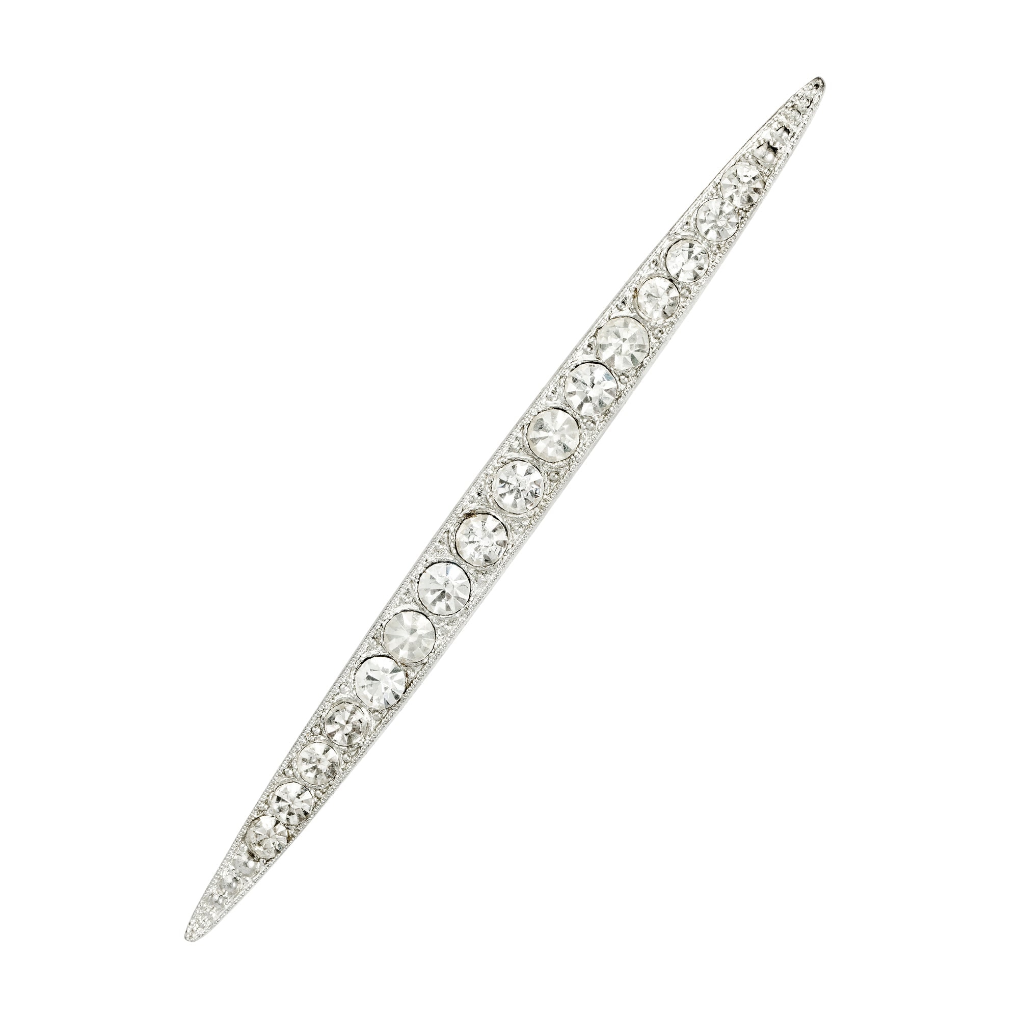 Gold Trip Women's White / Silver Vintage Silver Embellished Bar Brooch In Metallic