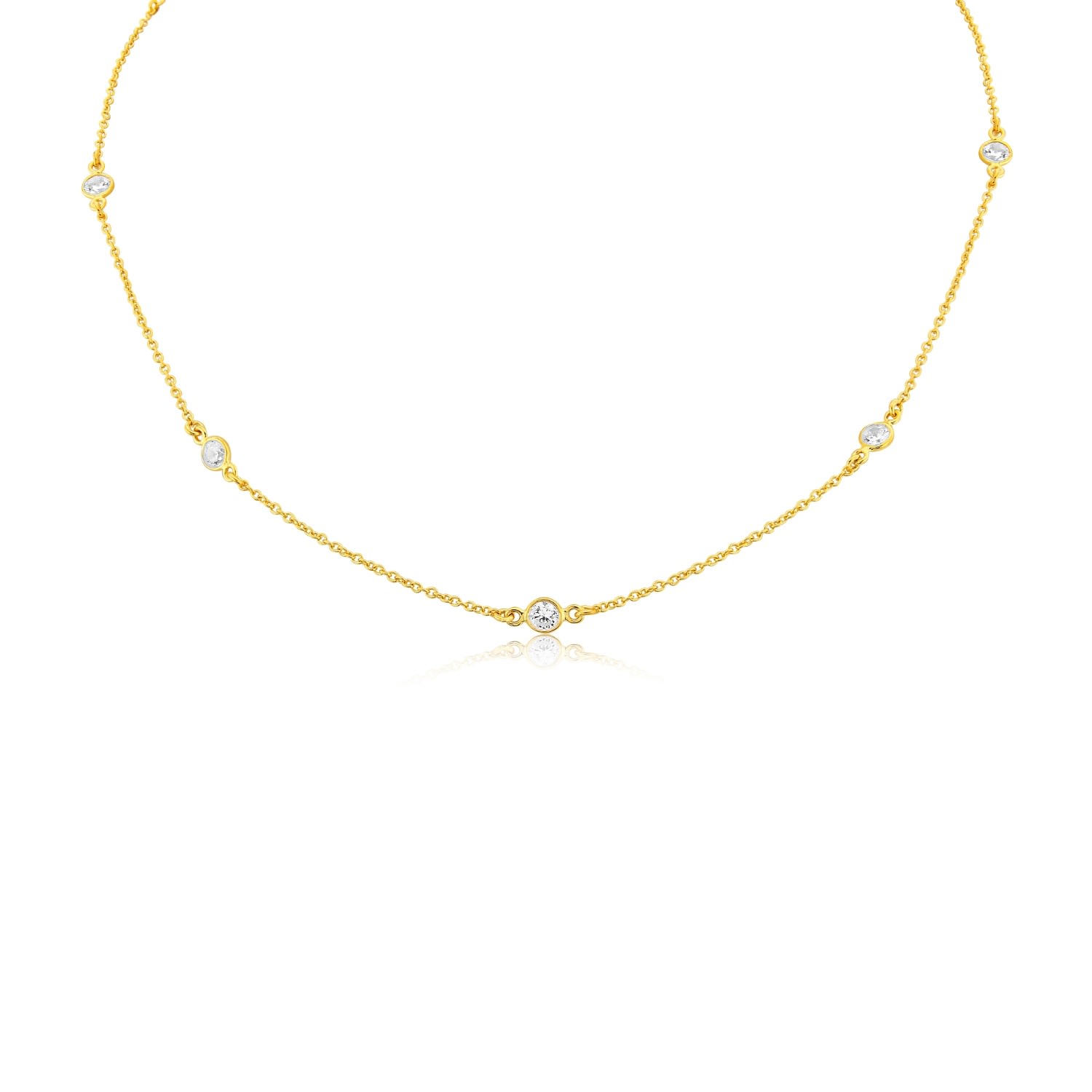 Women’s Sofia 18Ct Yellow Gold Vermeil & Cubic Zirconia Short 15" Necklace Auree Jewellery