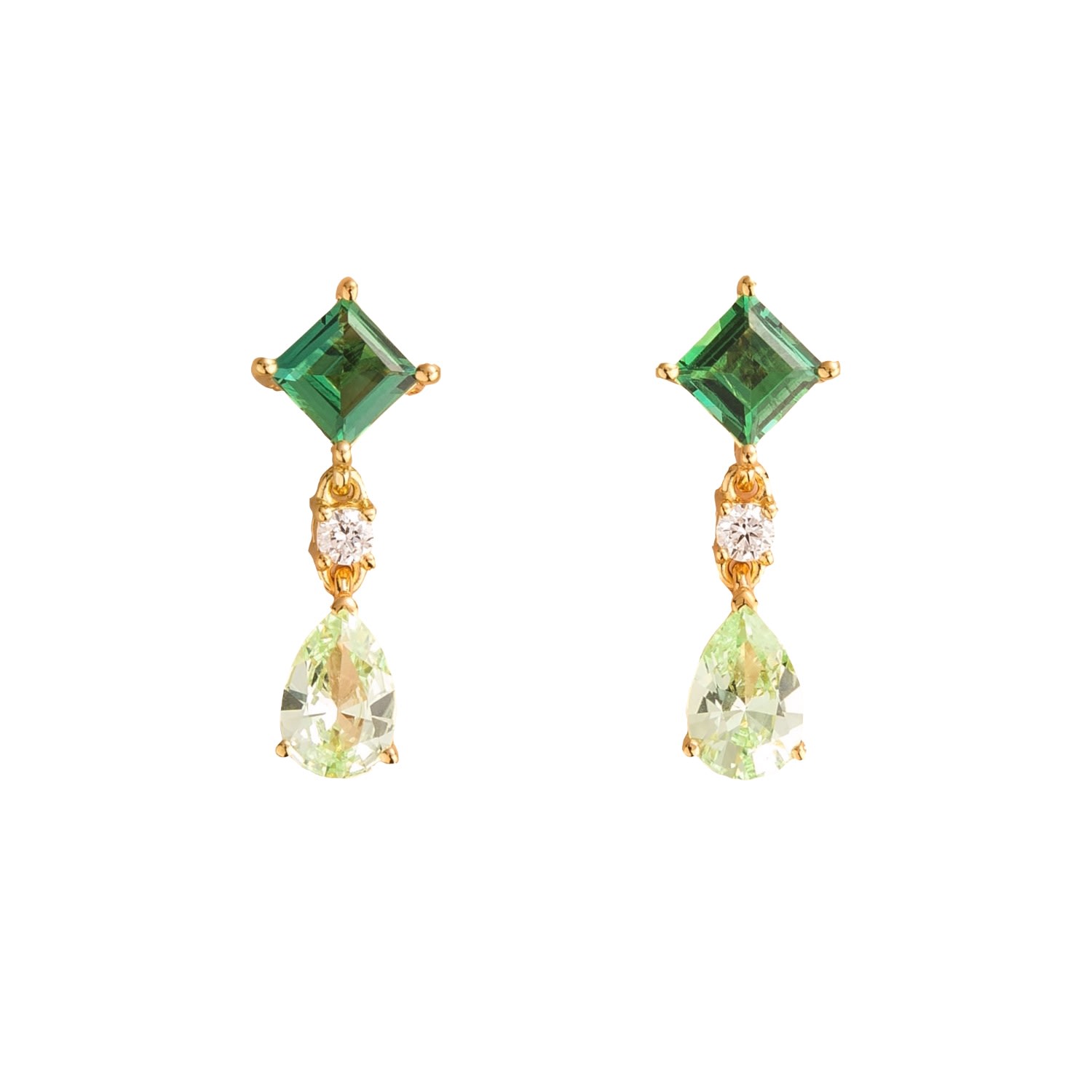 Juvetti Women's Green / Gold Emeralds Green Sapphires And Diamonds Ori Earrings In Multi
