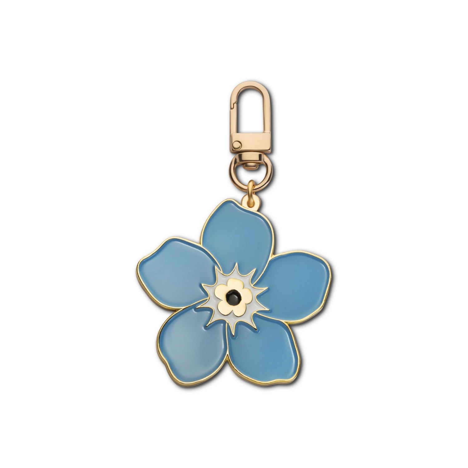 Make Heads Turn Women's Blue Enamel Carabiner Keychain Forget-me-not Flower
