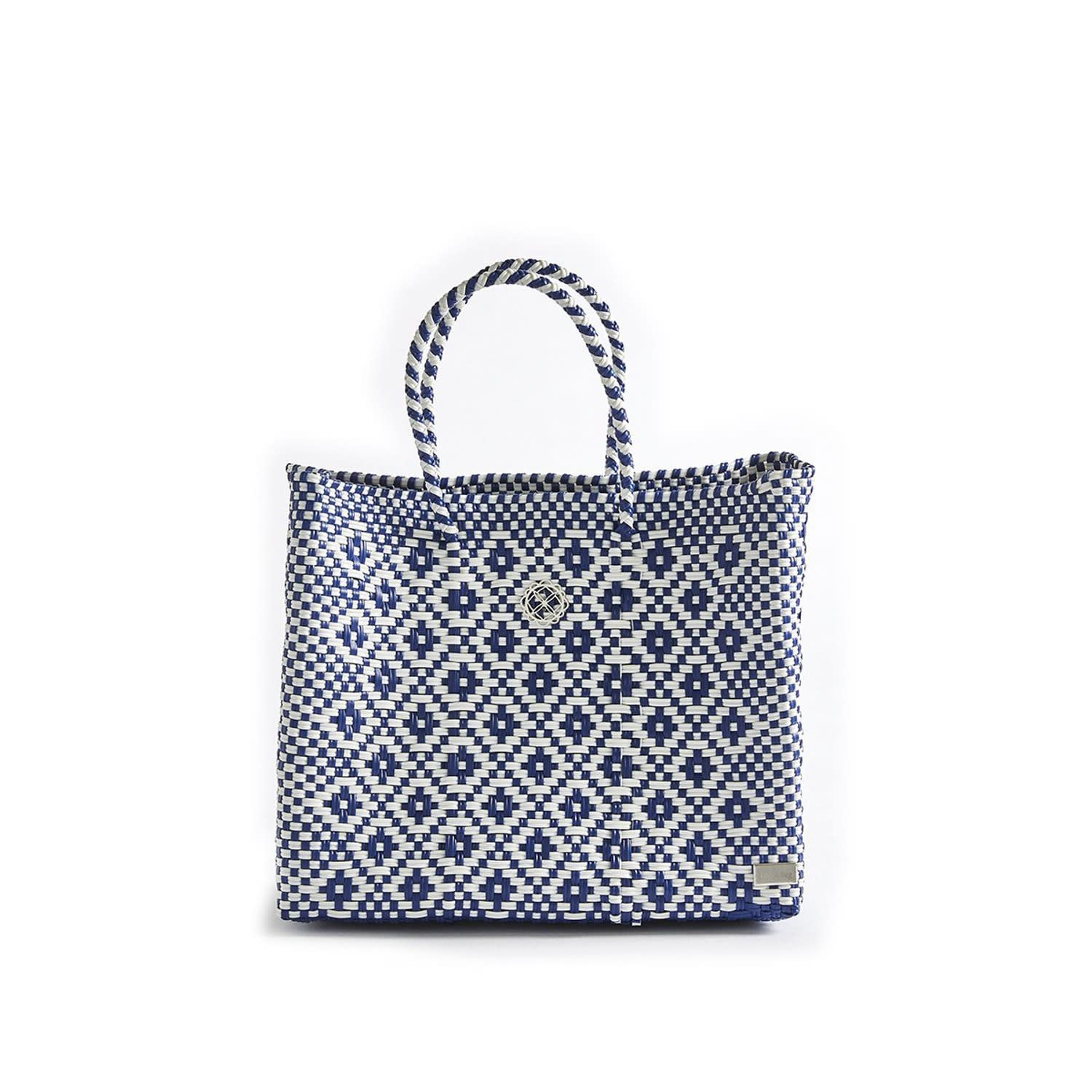 small navy tote bag