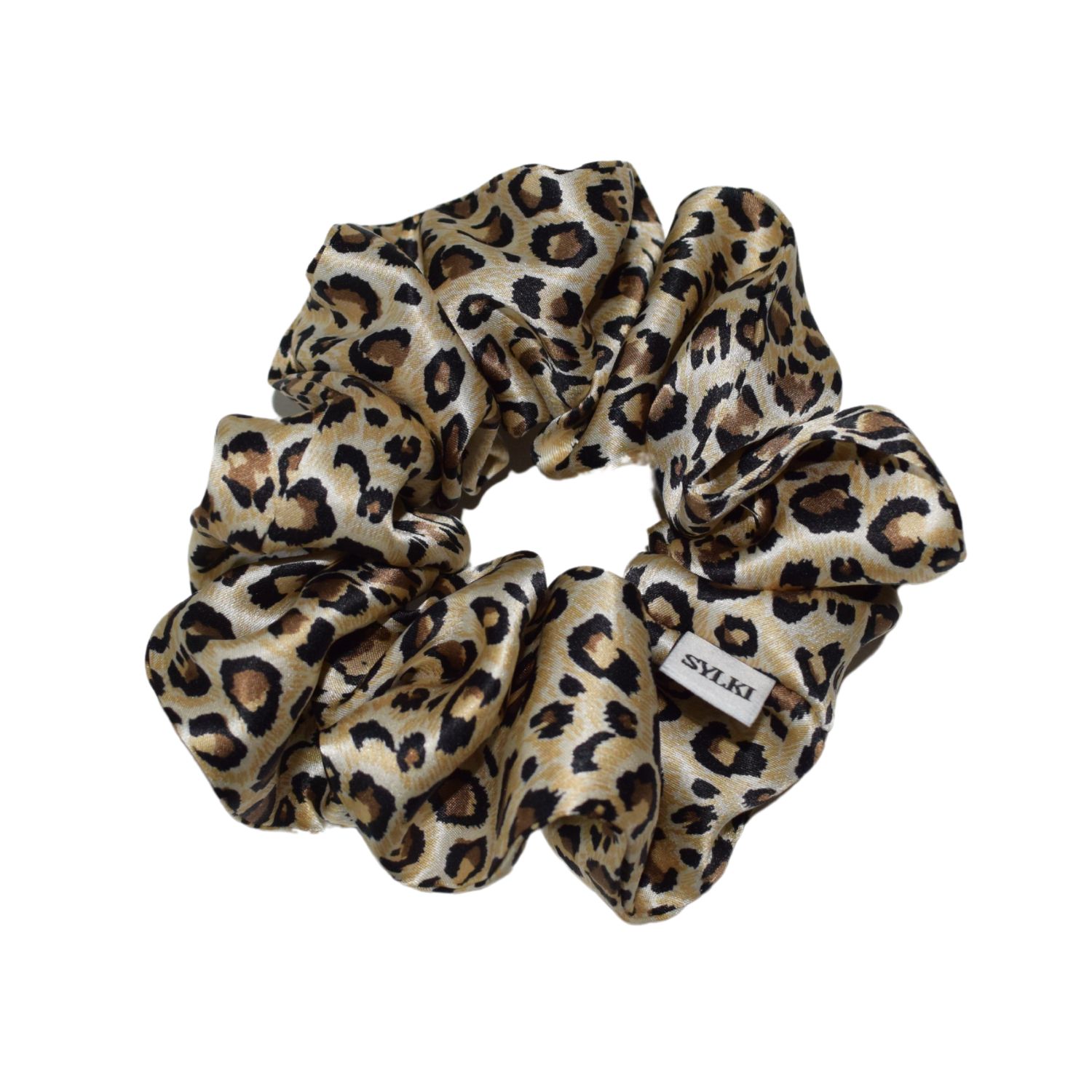 Women's Brown / Black / Neutrals Silk Scrunchie - Leopard Print | Sylki