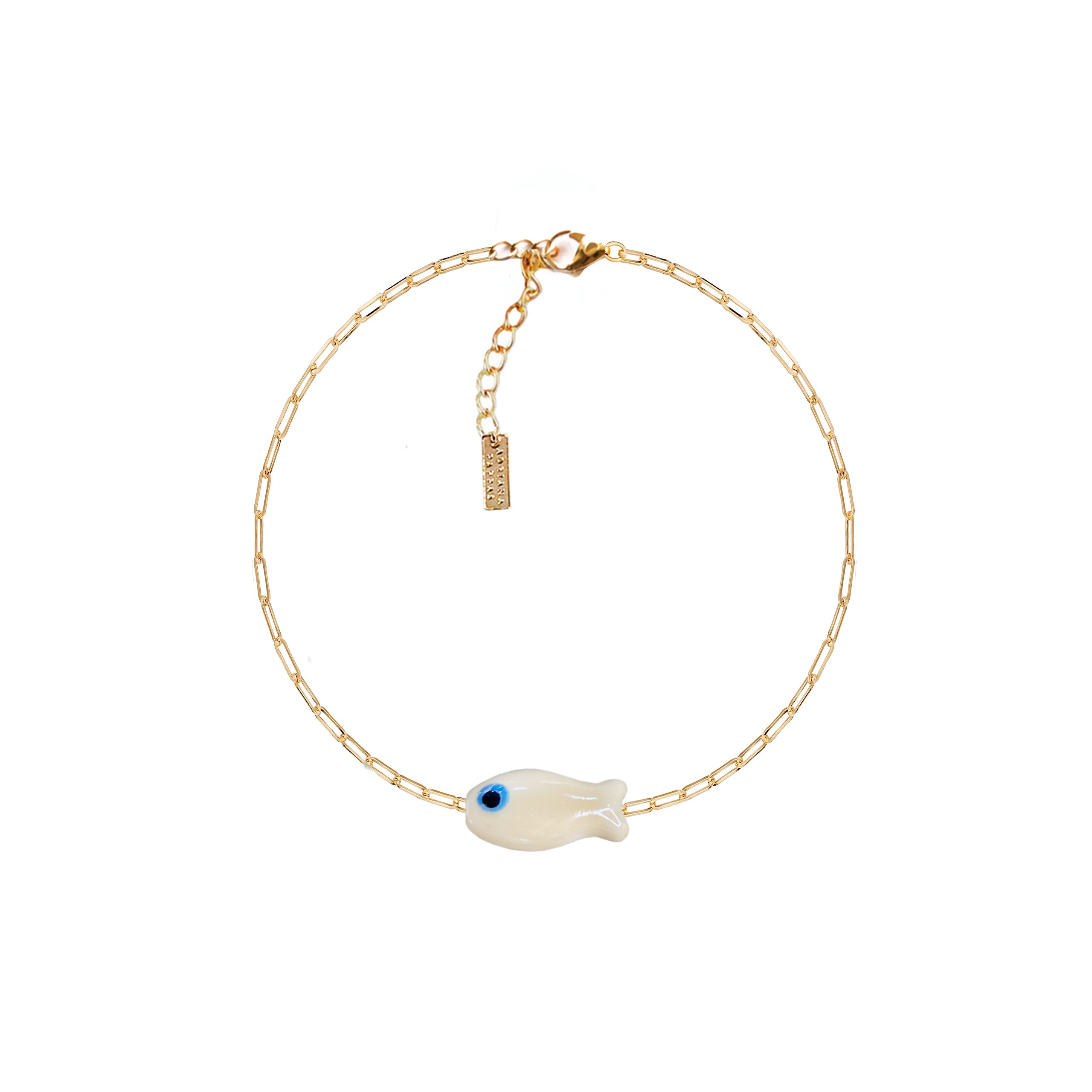 Adriana Pappas Designs Women's White Fishy Chain Anklet - Ivory In White