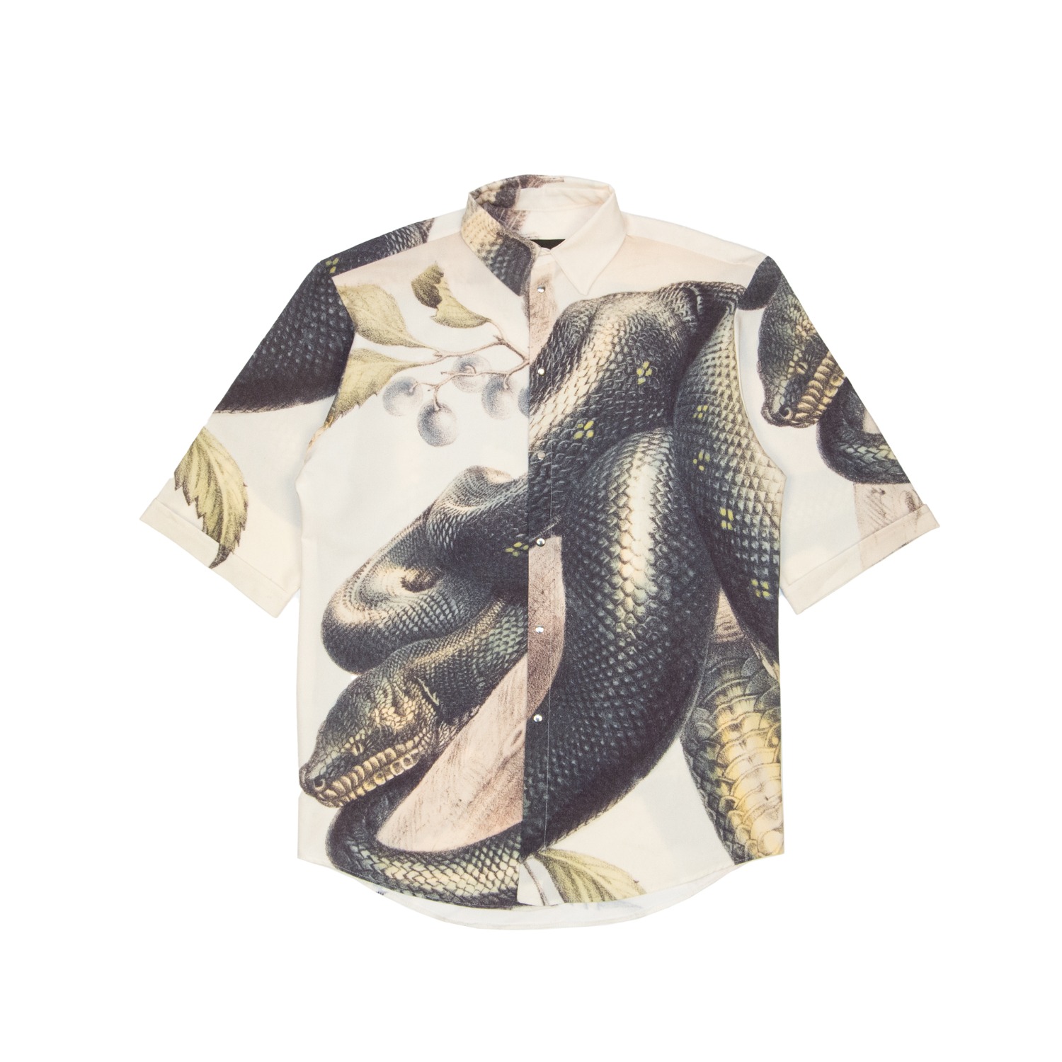 Beige Snake Print Shirt Dress - Haigen main image 0