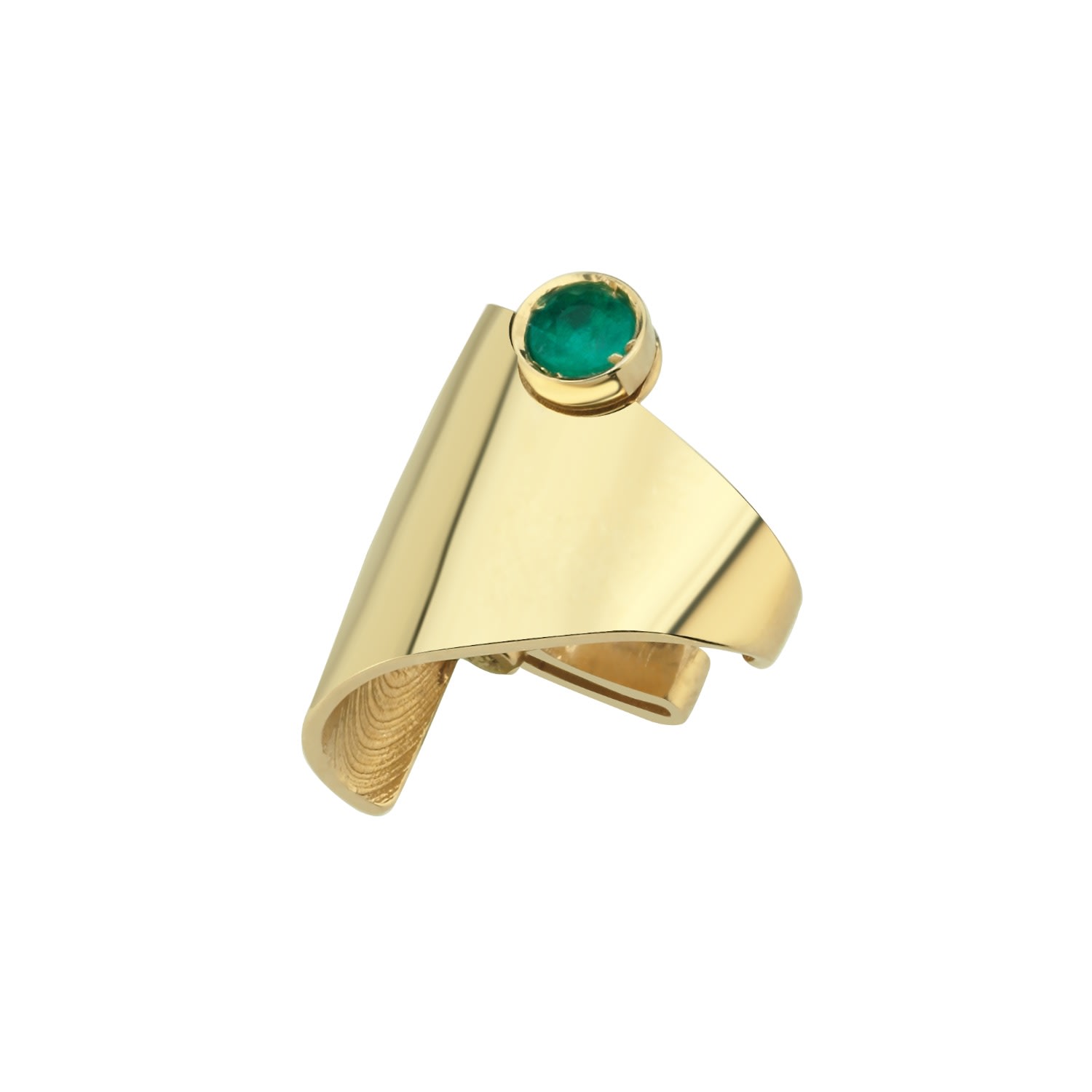 Dime Tribe Women's Gold Cuff With Emerald