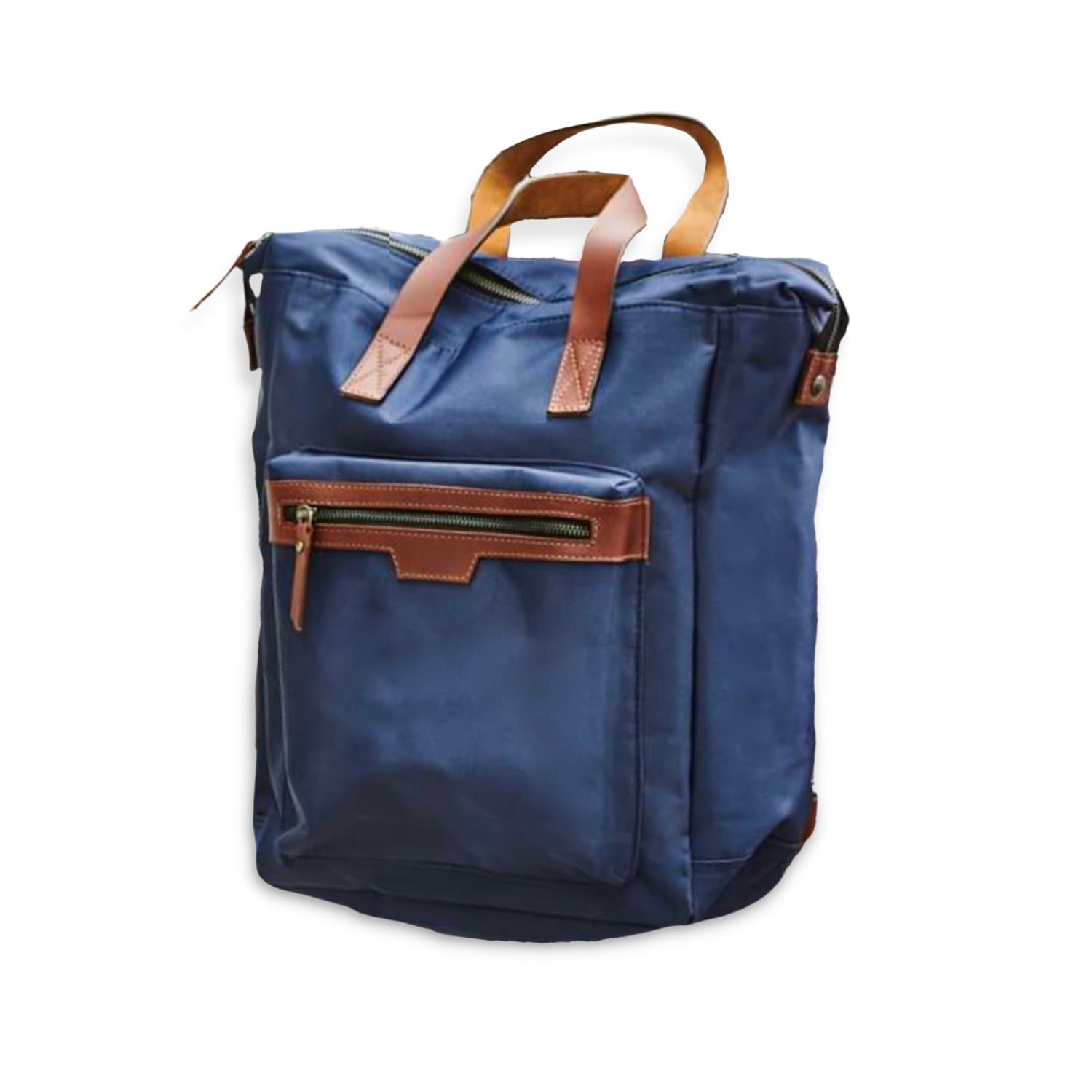 Women’s Leather Trim Top Zip Backpack - Blue Vida Vida